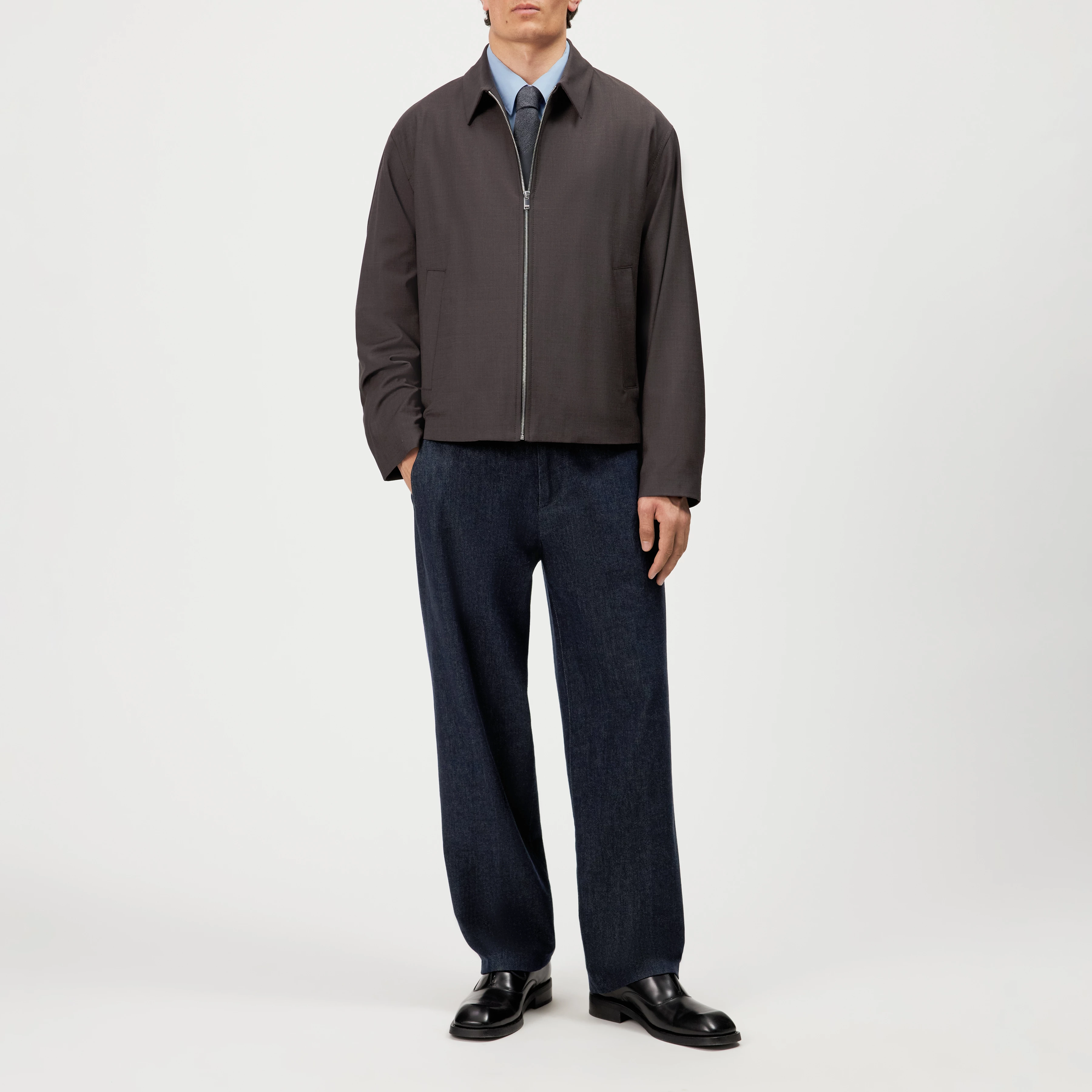 RIKKO - Relaxed fit jacket in flowing fabric - men - brown - Ganzkörper-Frontansicht