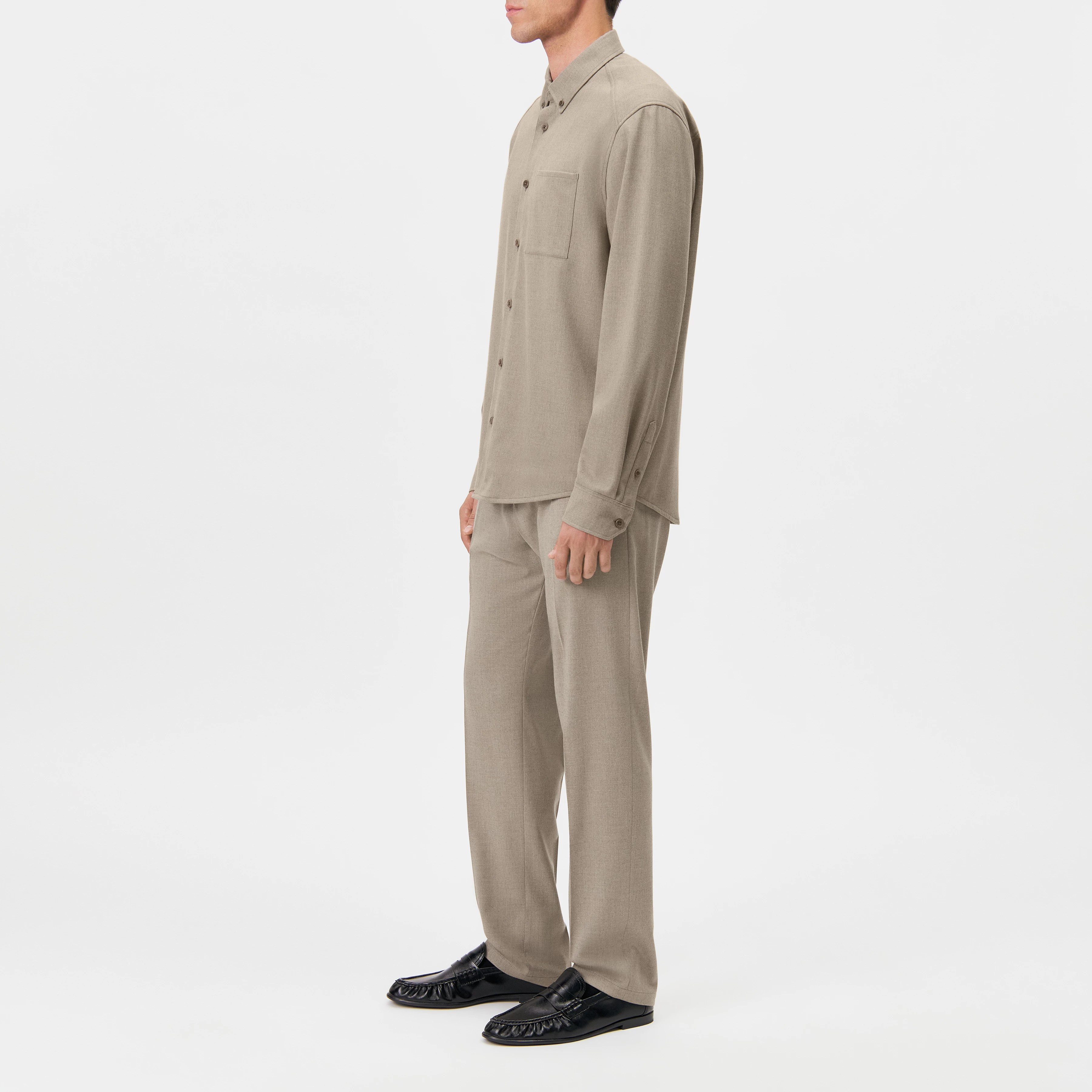 LIET_3 - Button-Down Hemd in warmem Twill - Herren - beige - Seitenansicht