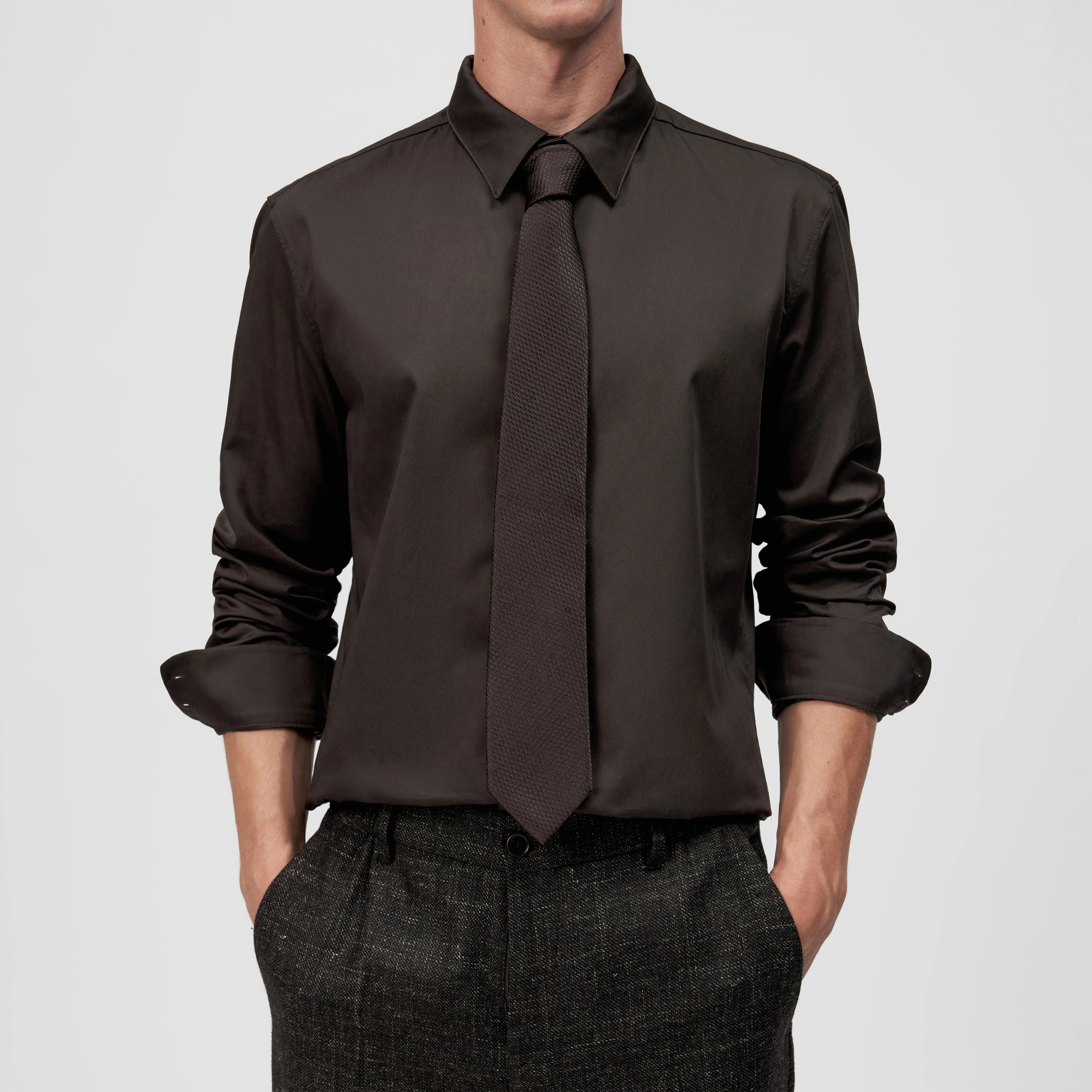 TIE_MODERN - Krawatte in Seide - Unisex - braun - Rückansicht