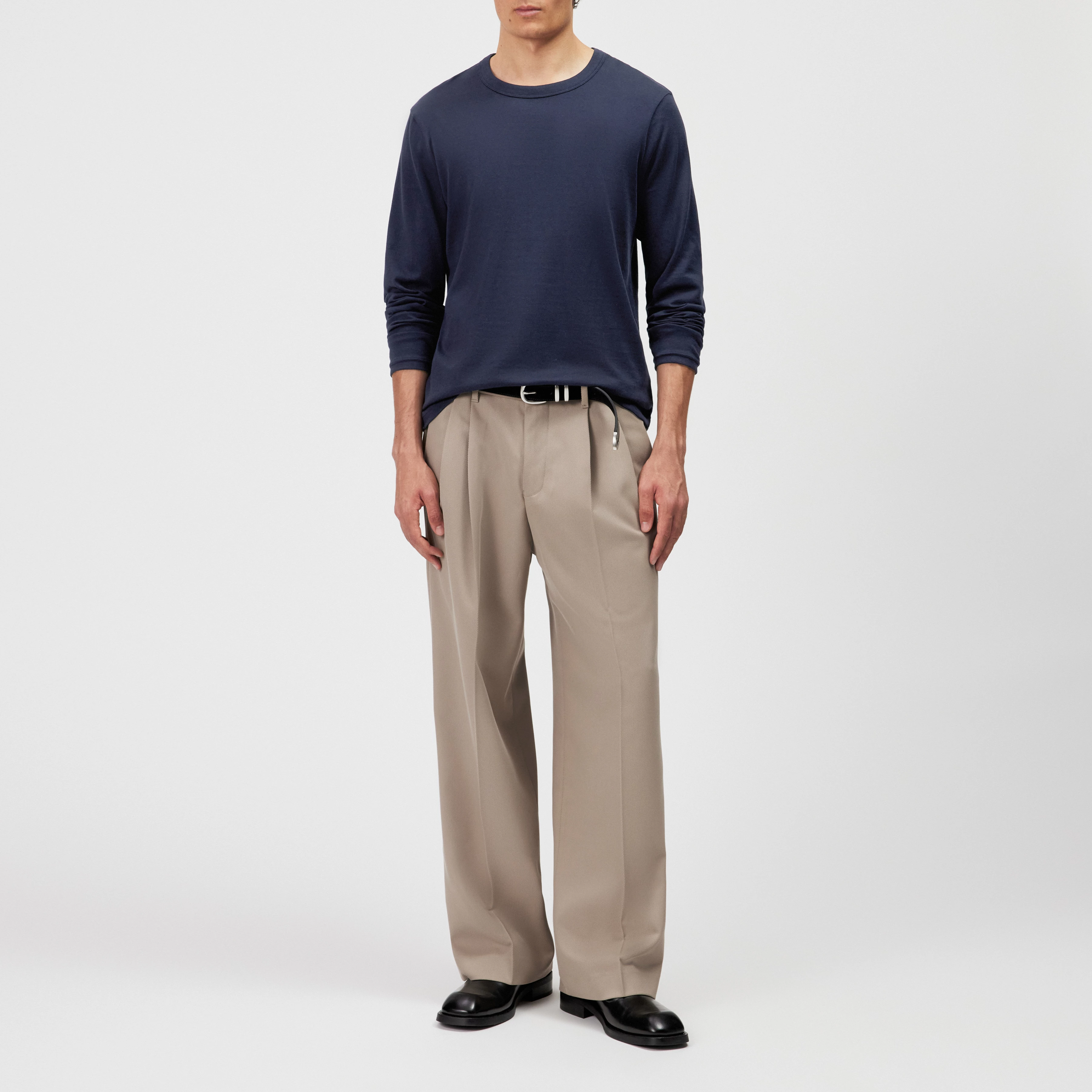 JULIENO_LS - Slim Fit Longsleeve in reiner Baumwolle - Herren - blau - Ganzkörper-Frontansicht