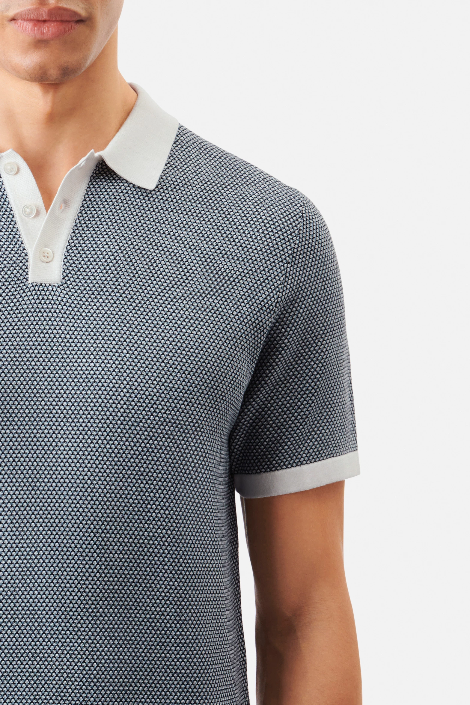 TRITON - Polo shirt in pure cotton - men - blue - Seitenansicht