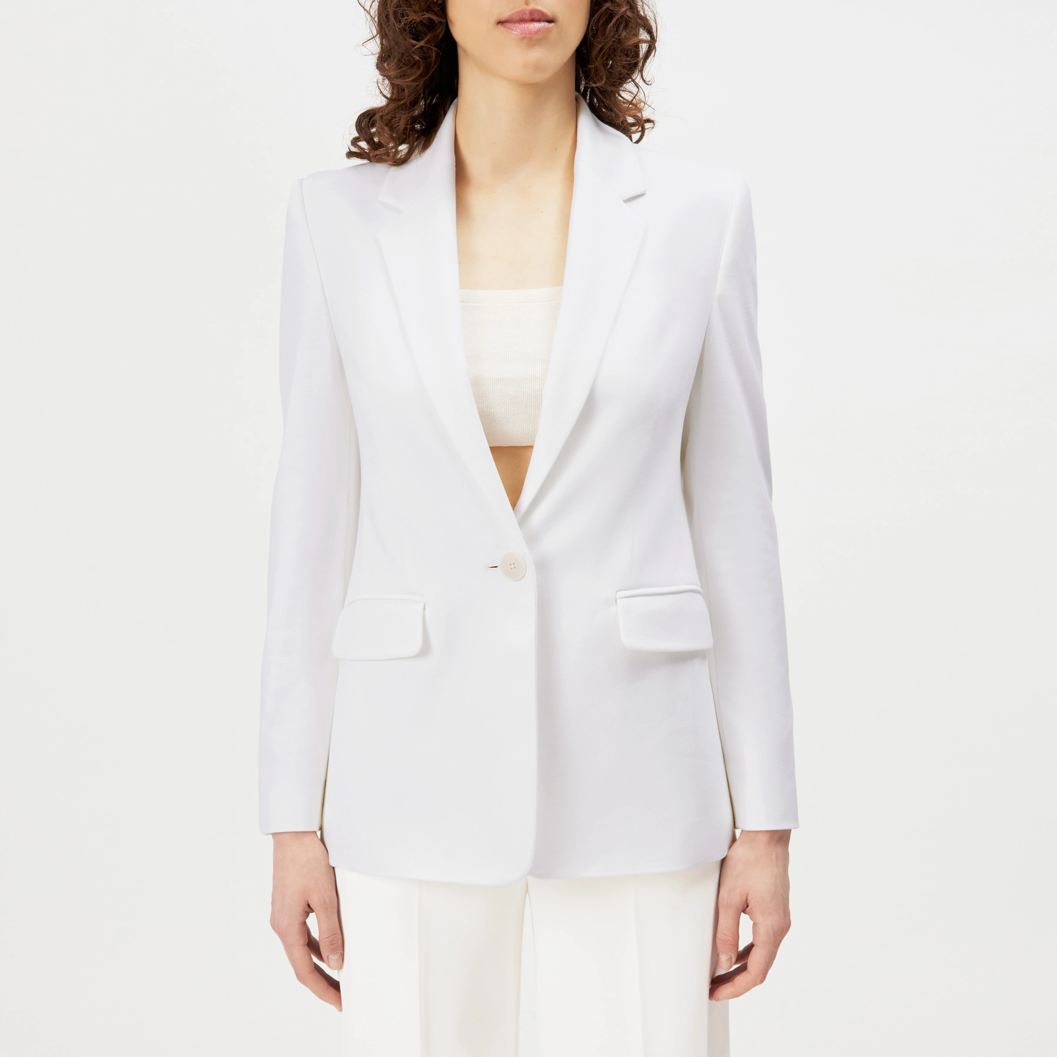 ATLIN_2 - Single-button blazer in viscose jersey - women - off white - Frontansicht