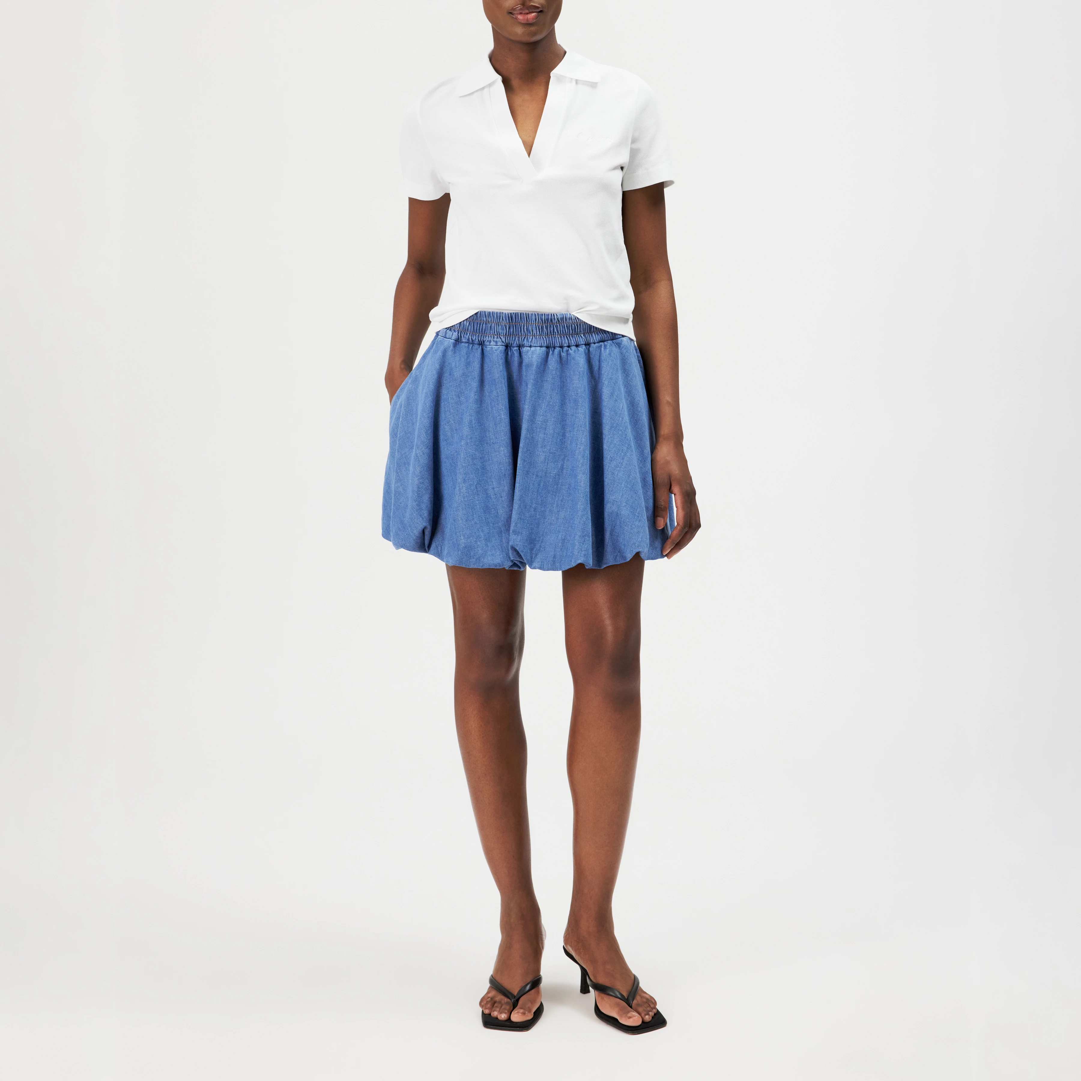 SEGHA - Balloon skirt in light denim look - women - blue - Ganzkörper-Frontansicht