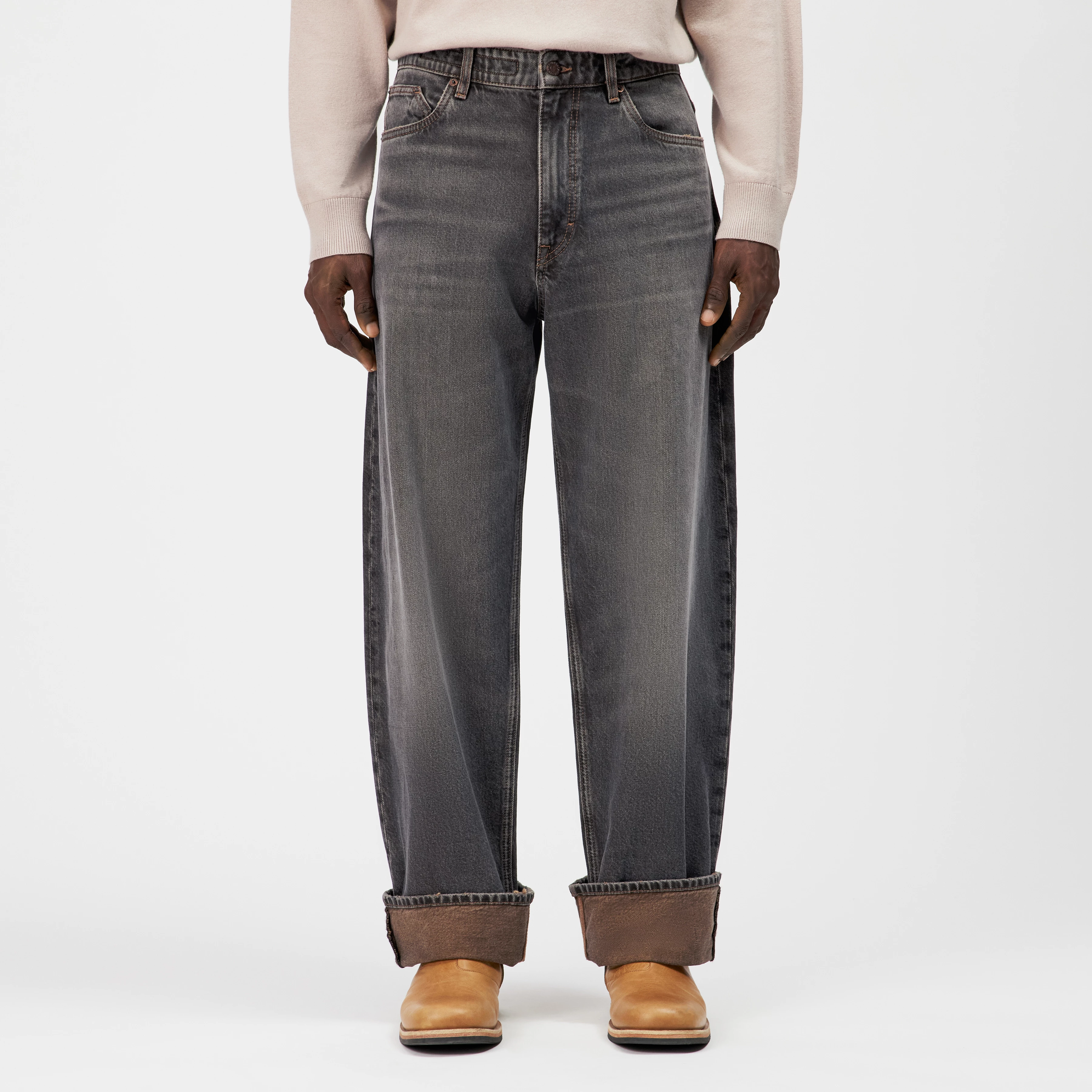 RAWDY_A - Pure cotton tapered jeans - men - beige - Frontansicht