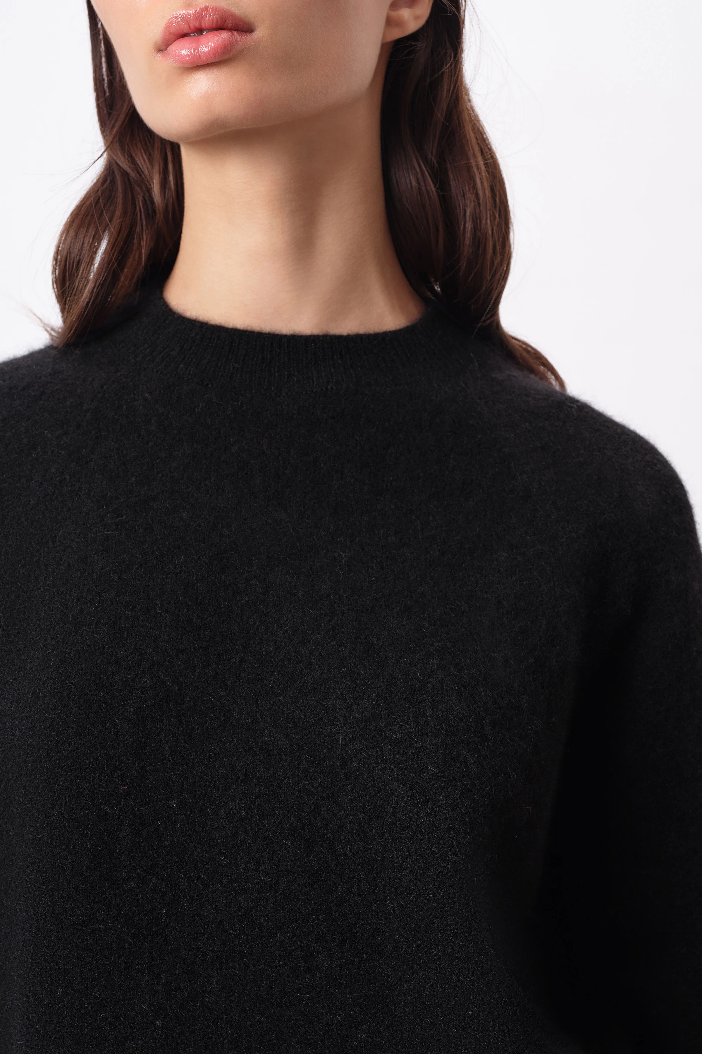 PEMIRI - Egg-Shape Pullover mit Raglanärmeln in Alpaka-Mix - Damen - schwarz - Seitenansicht