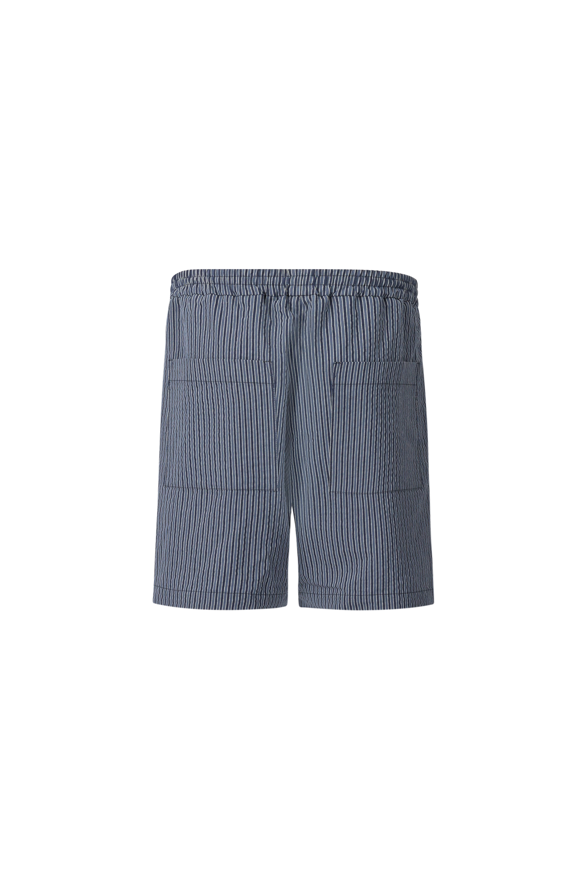 SAYO - Basketball Shorts in Seersucker Streifen - Herren - blau - Freisteller Rückansicht