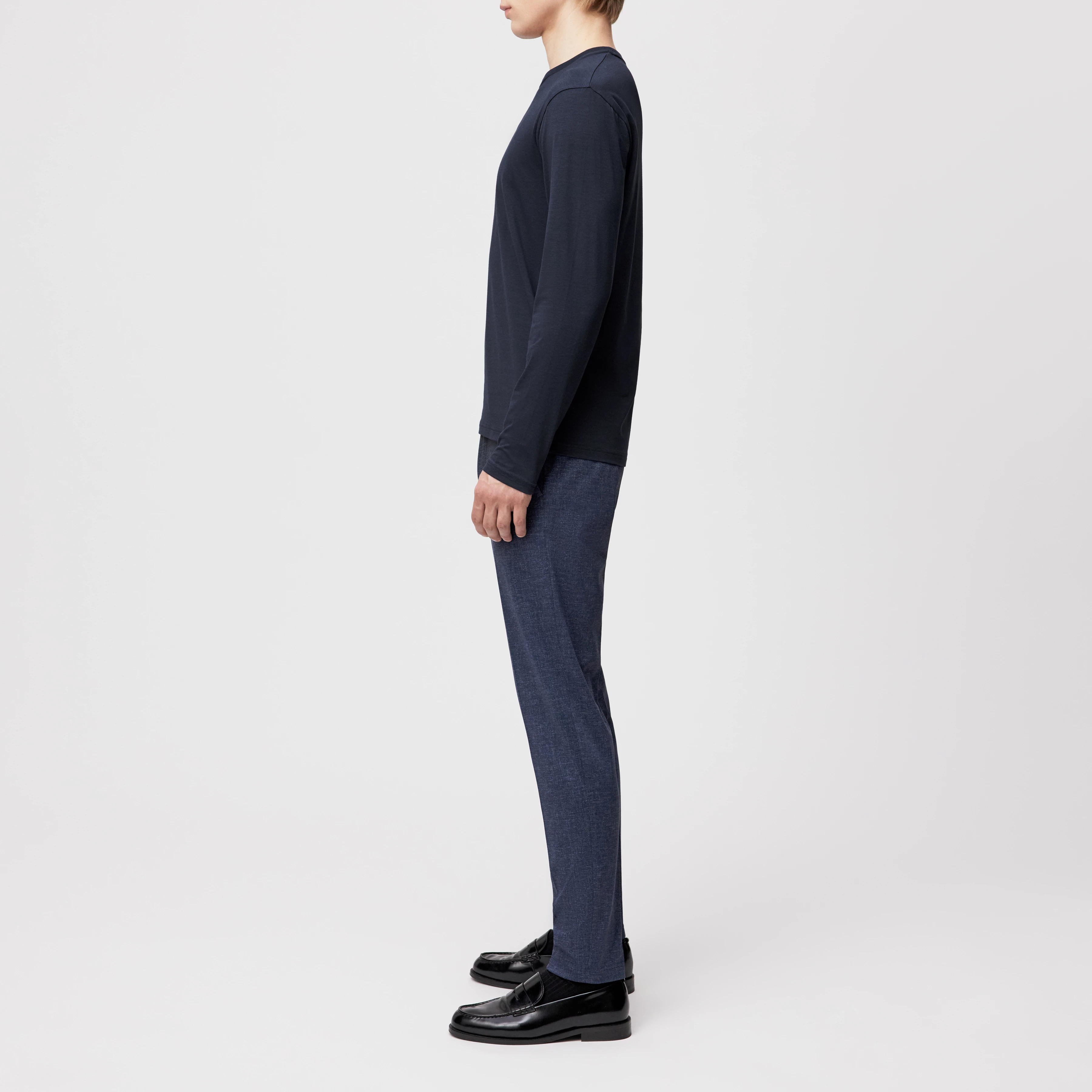 IDIRO - Long-sleeved top in cotton viscose blend - men - blue - Seitenansicht