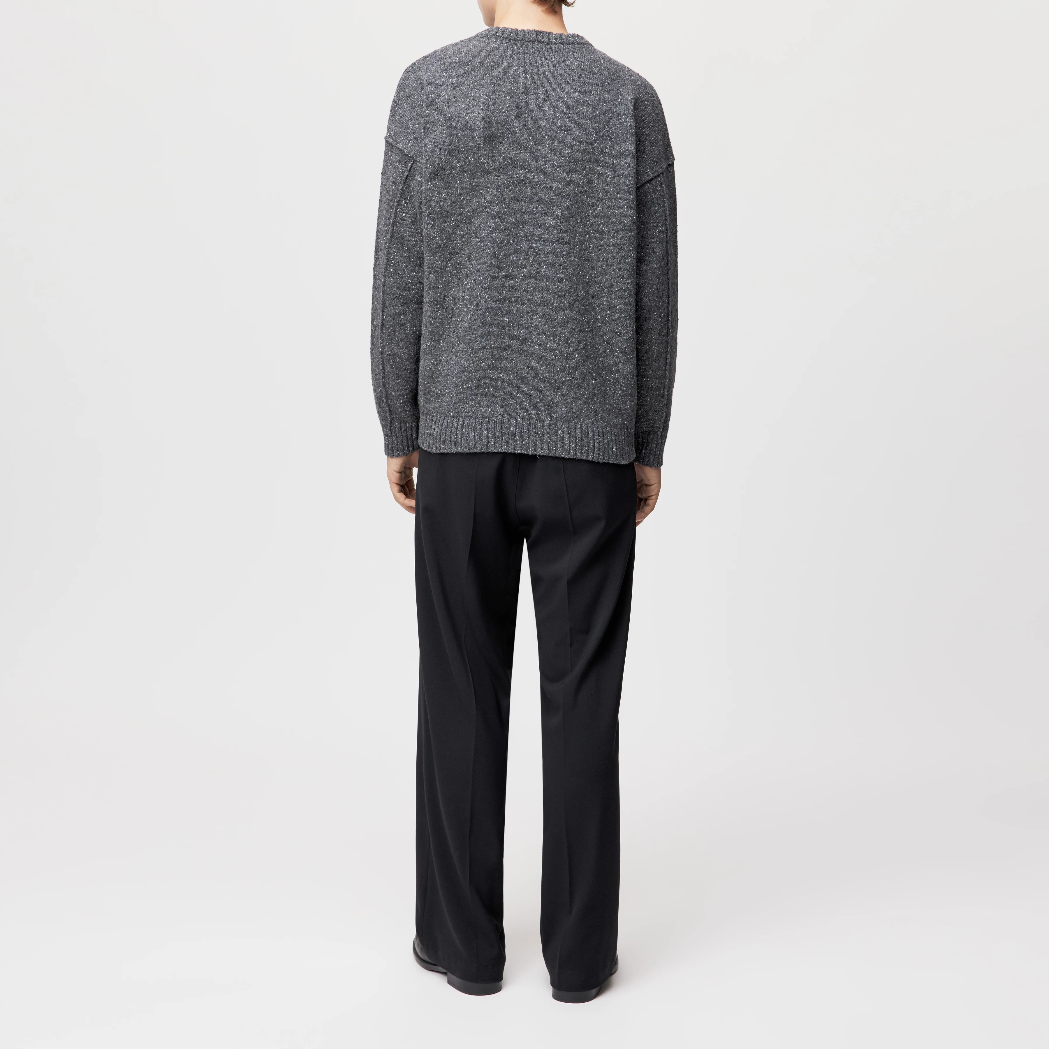 NEELIO - Pullover in Tweet Woll-Mischung - Herren - grau - Rückansicht