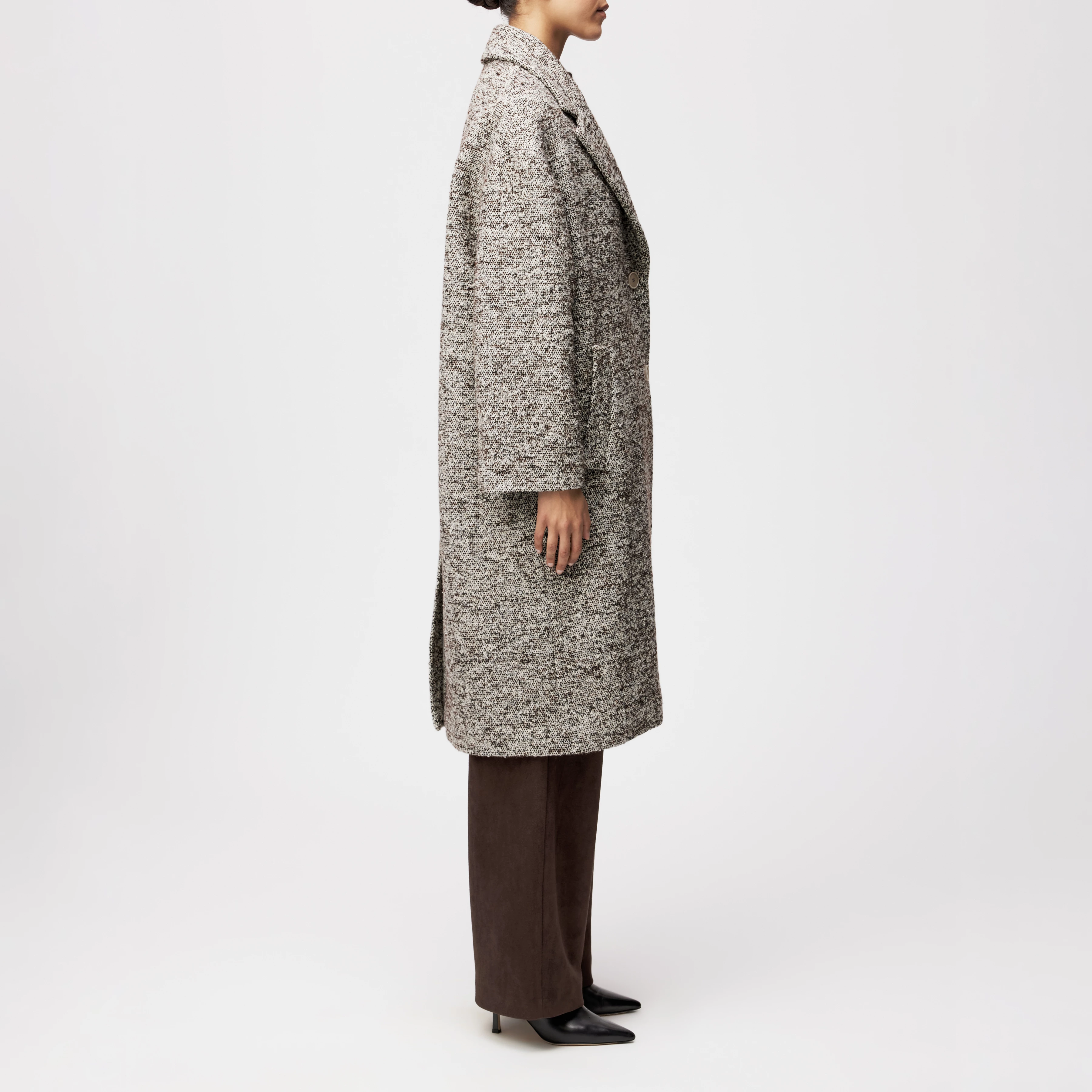 NUTHALL - Lässiger Hüllenmantel in Woll-Mix - Damen - braun - Seitenansicht