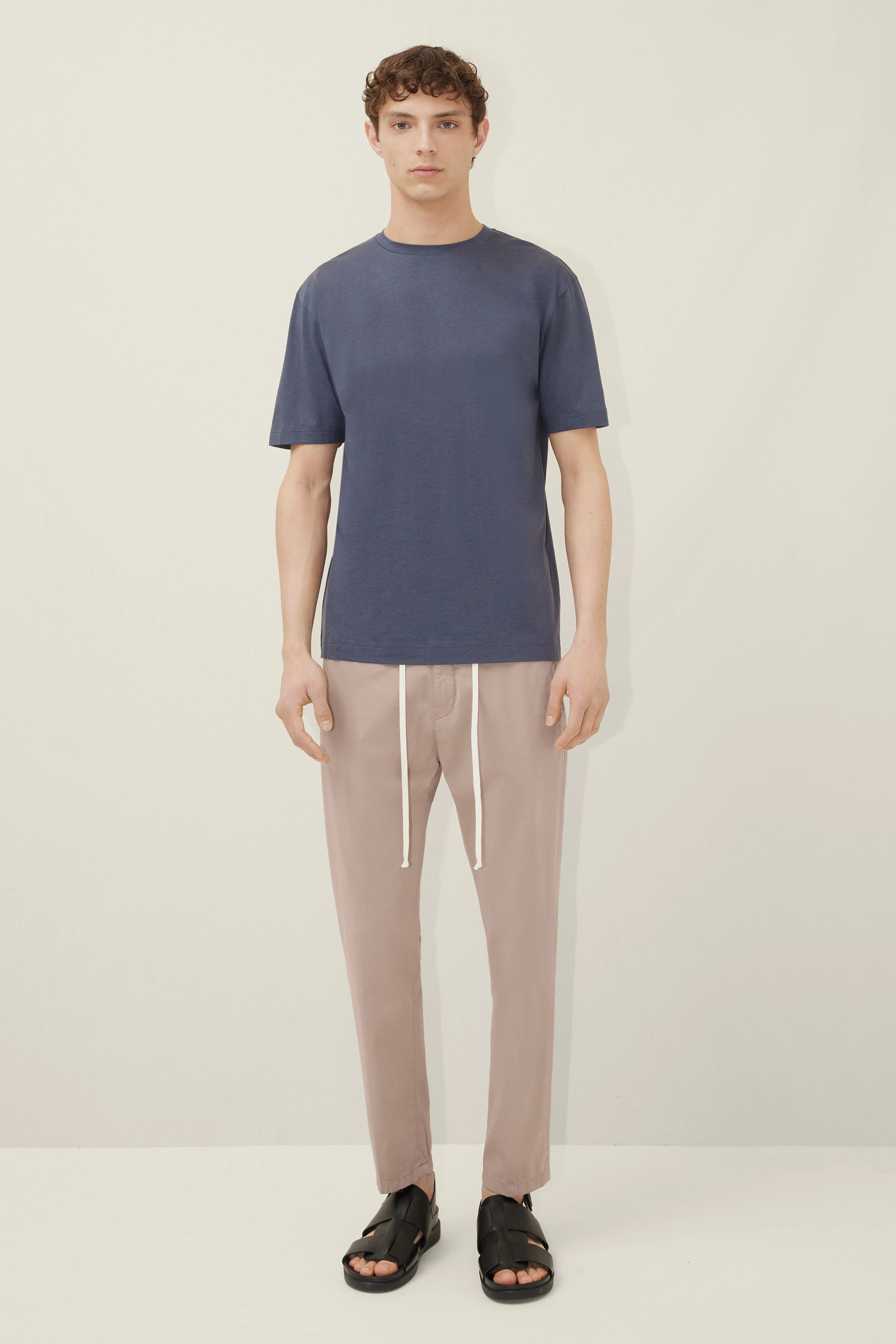 GILBERD - T-Shirt in merzerisierter Baumwolle - Herren - blau - Ganzkörper-Frontansicht