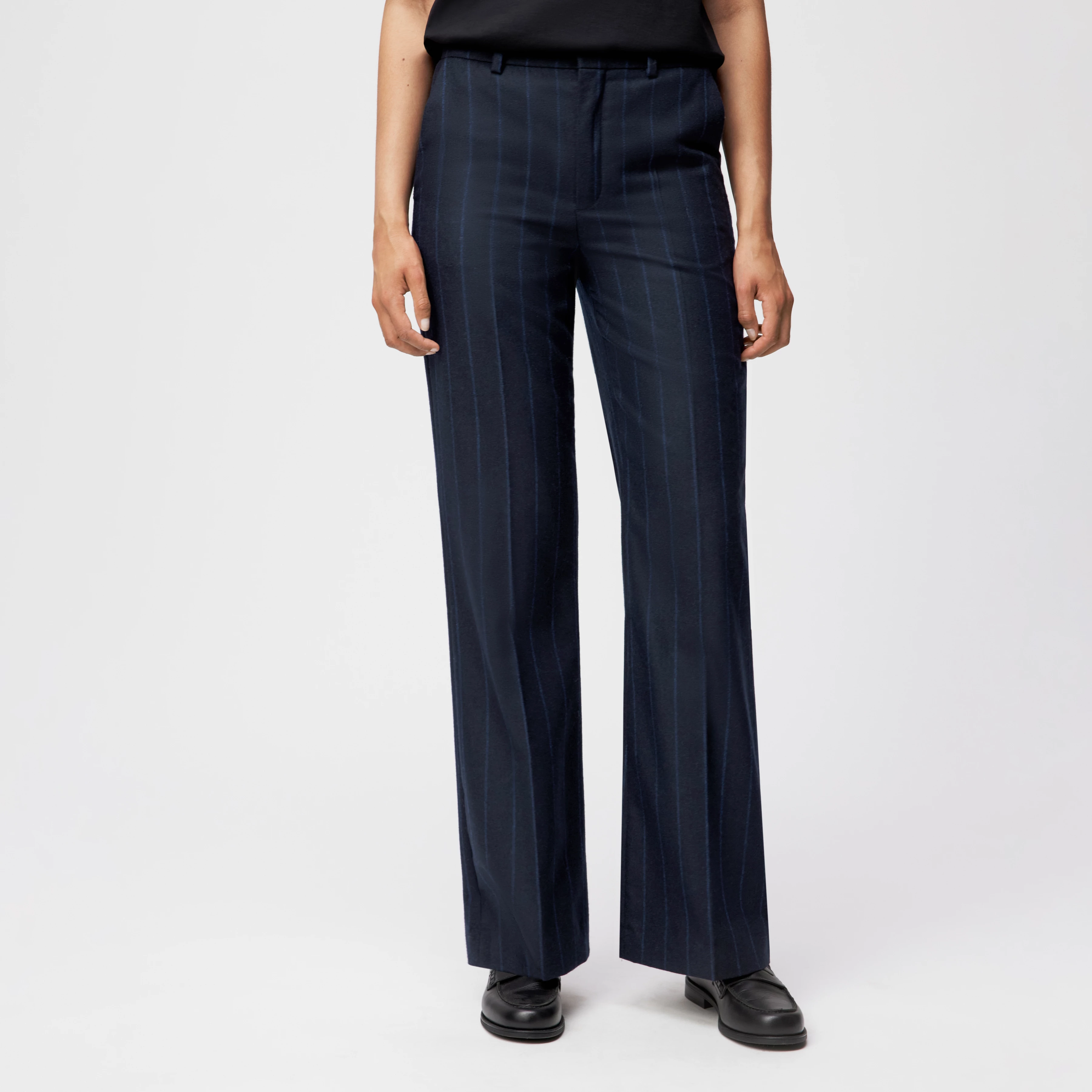 ARGUE - Hose mit Flared Leg in Woll-Mix - Damen - blau - Frontansicht