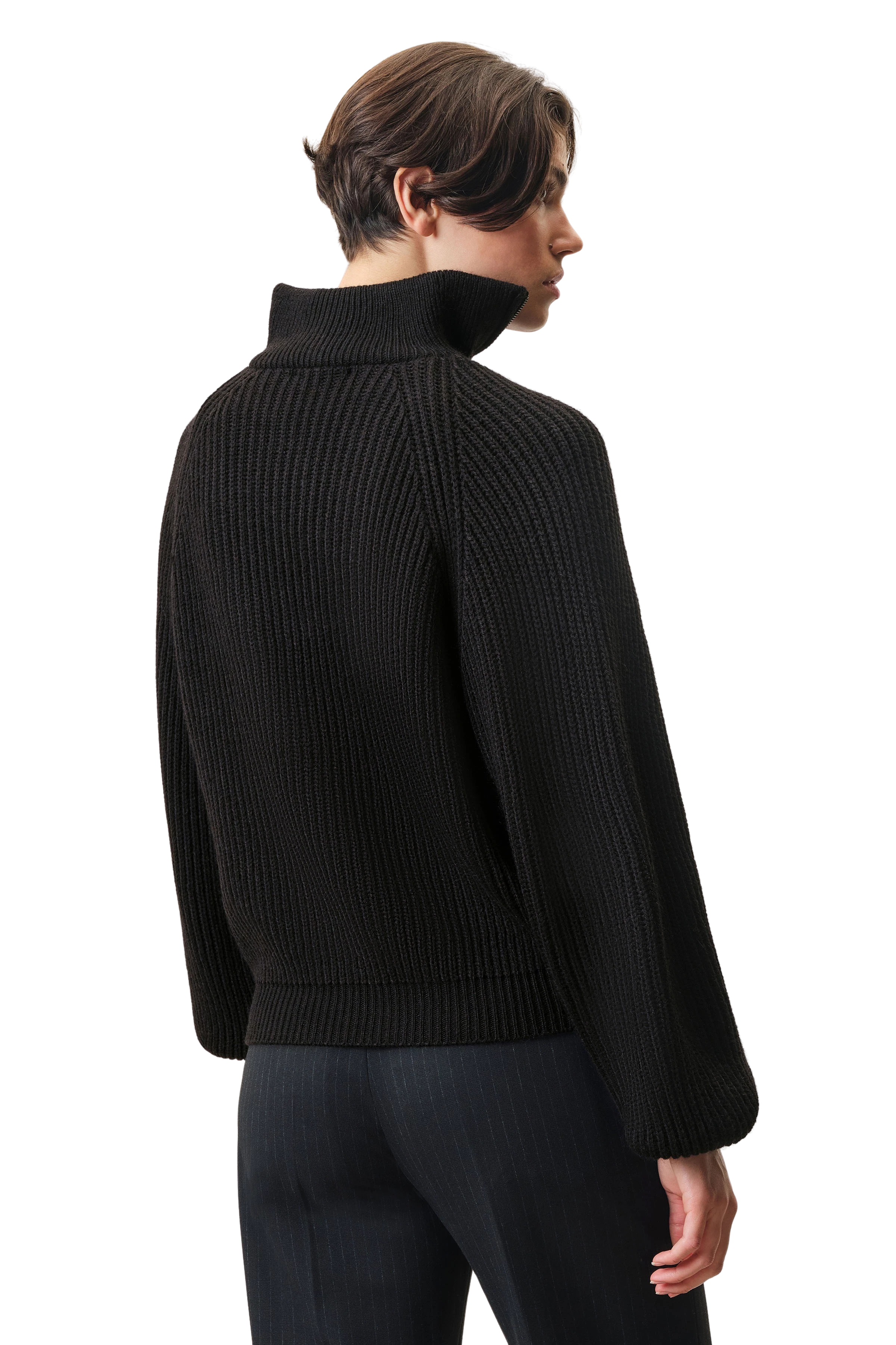 NAELIA - Shortened knitted royer in alpaca-wool mix - women - Natural Aluminium - Rückansicht