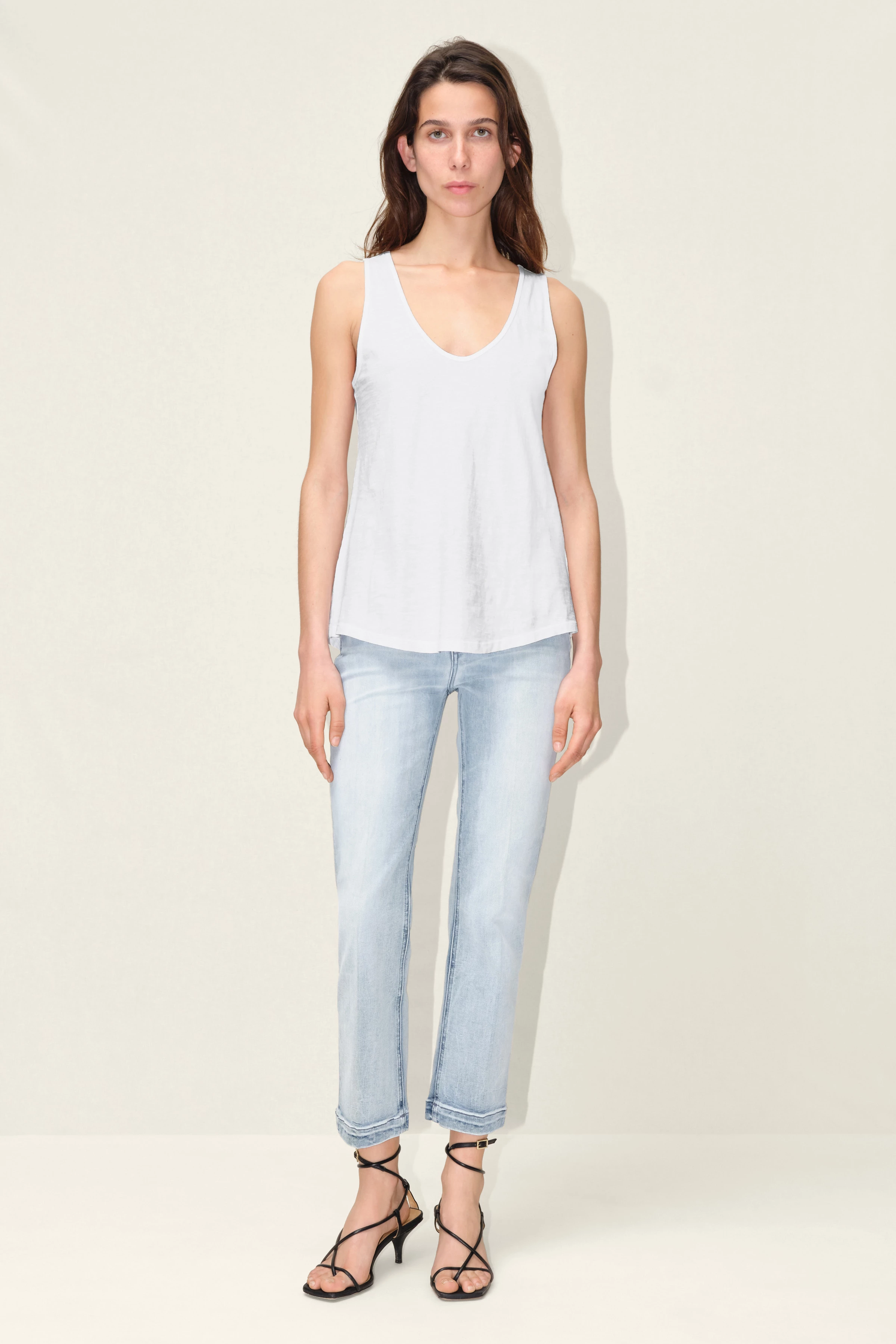 SAIMI - Jerseytop aus Baumwolle - Damen - weiß - Ganzkörper-Frontansicht