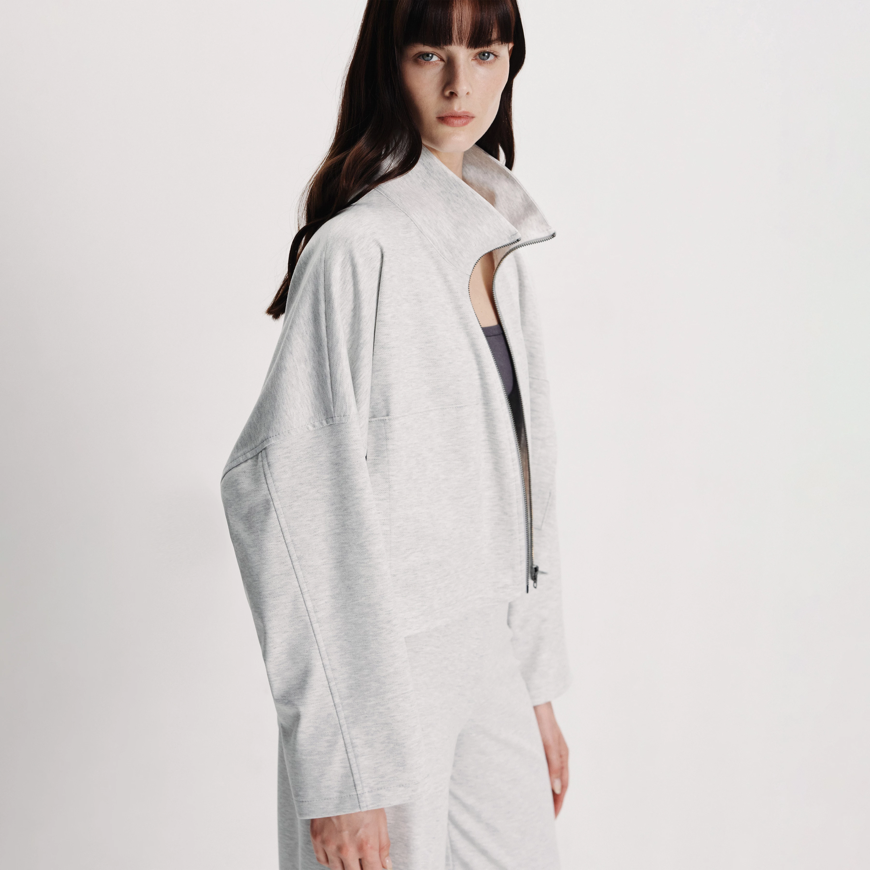 ELSTOW_1 - Veste oversized coton jersey à motifs - women - gris