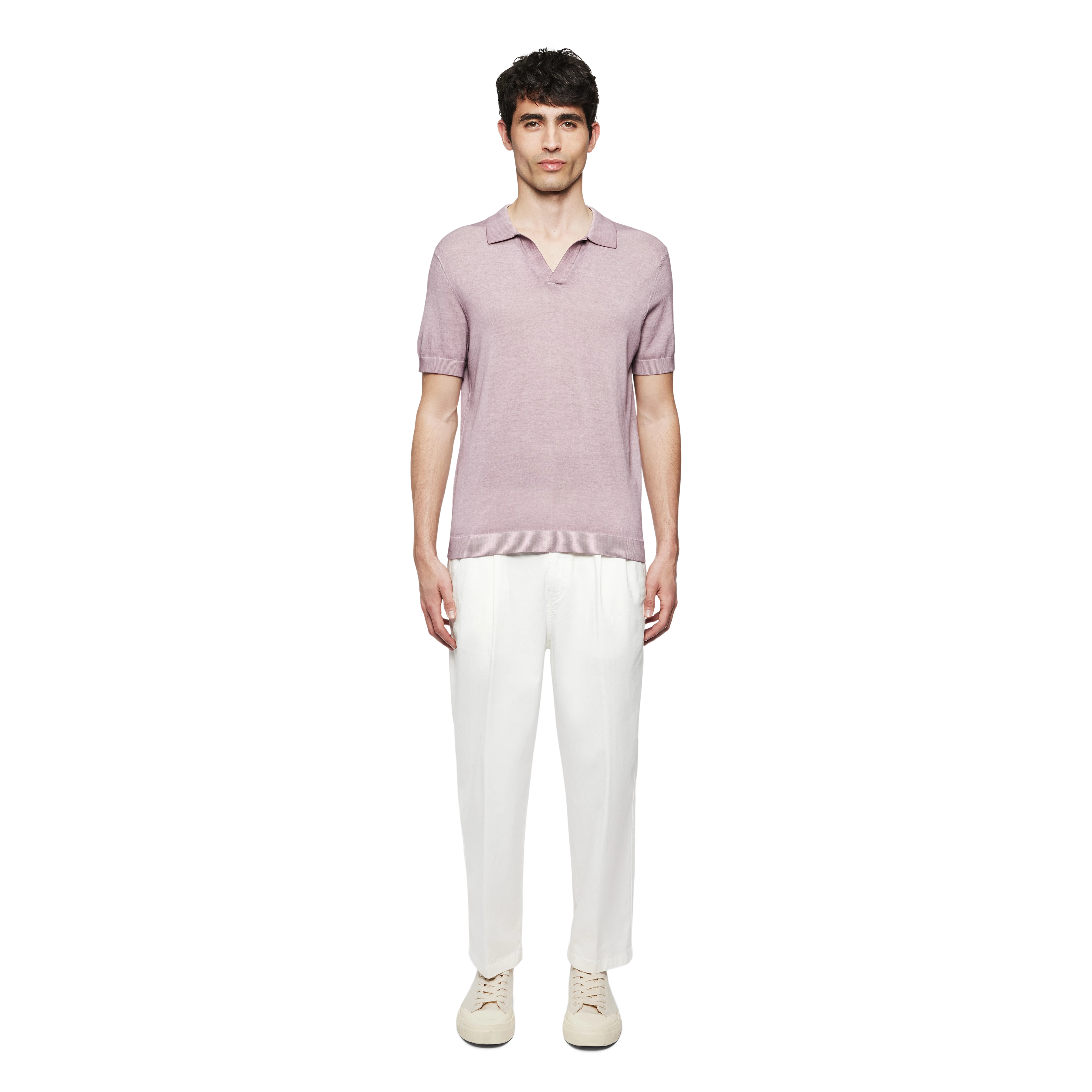 BRAIAN - Strick-Polo in Supima Baumwolle - Herren - lila - Ganzkörper-Frontansicht