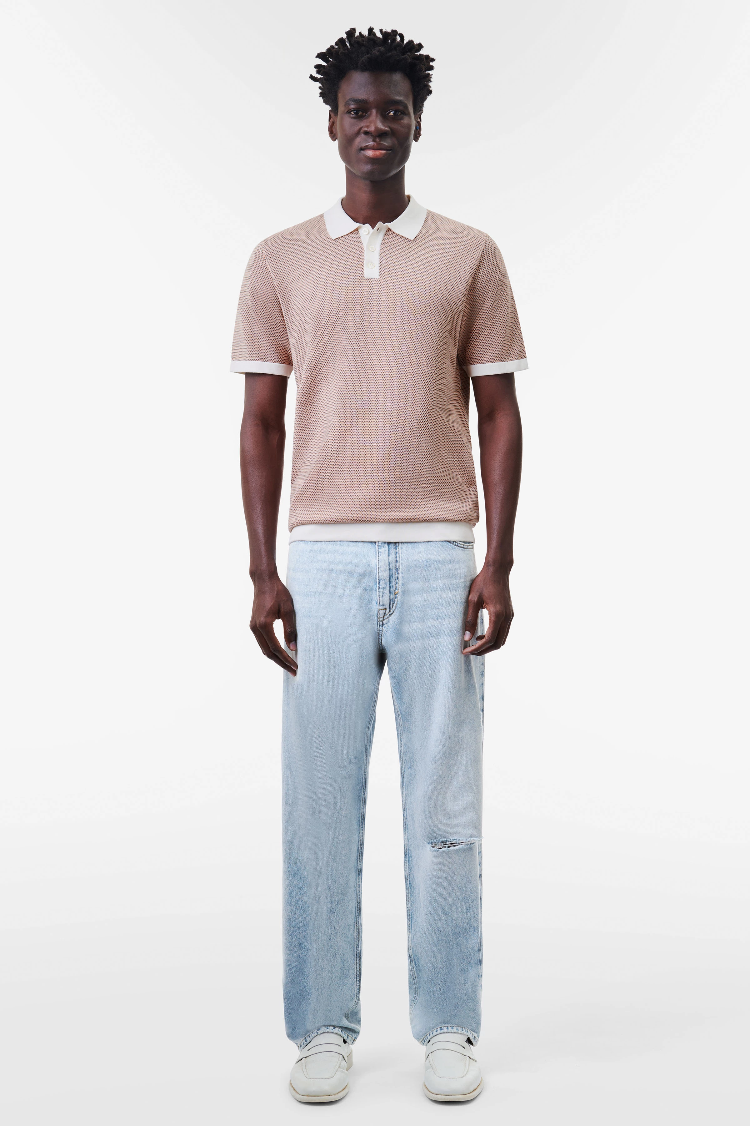 TRITON - Poloshirt in puur katoen - heren - oranje - Ganzkörper-Frontansicht