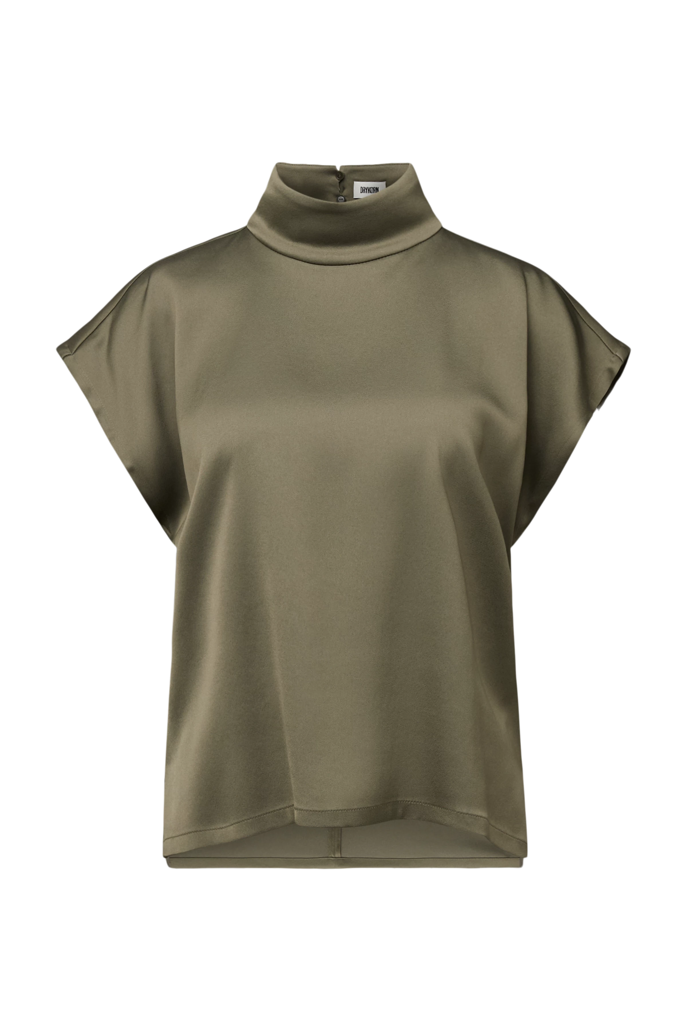 ALARIA_1 - Shirt blouse with stand-up collar in satin - women - green - Freisteller Frontansicht