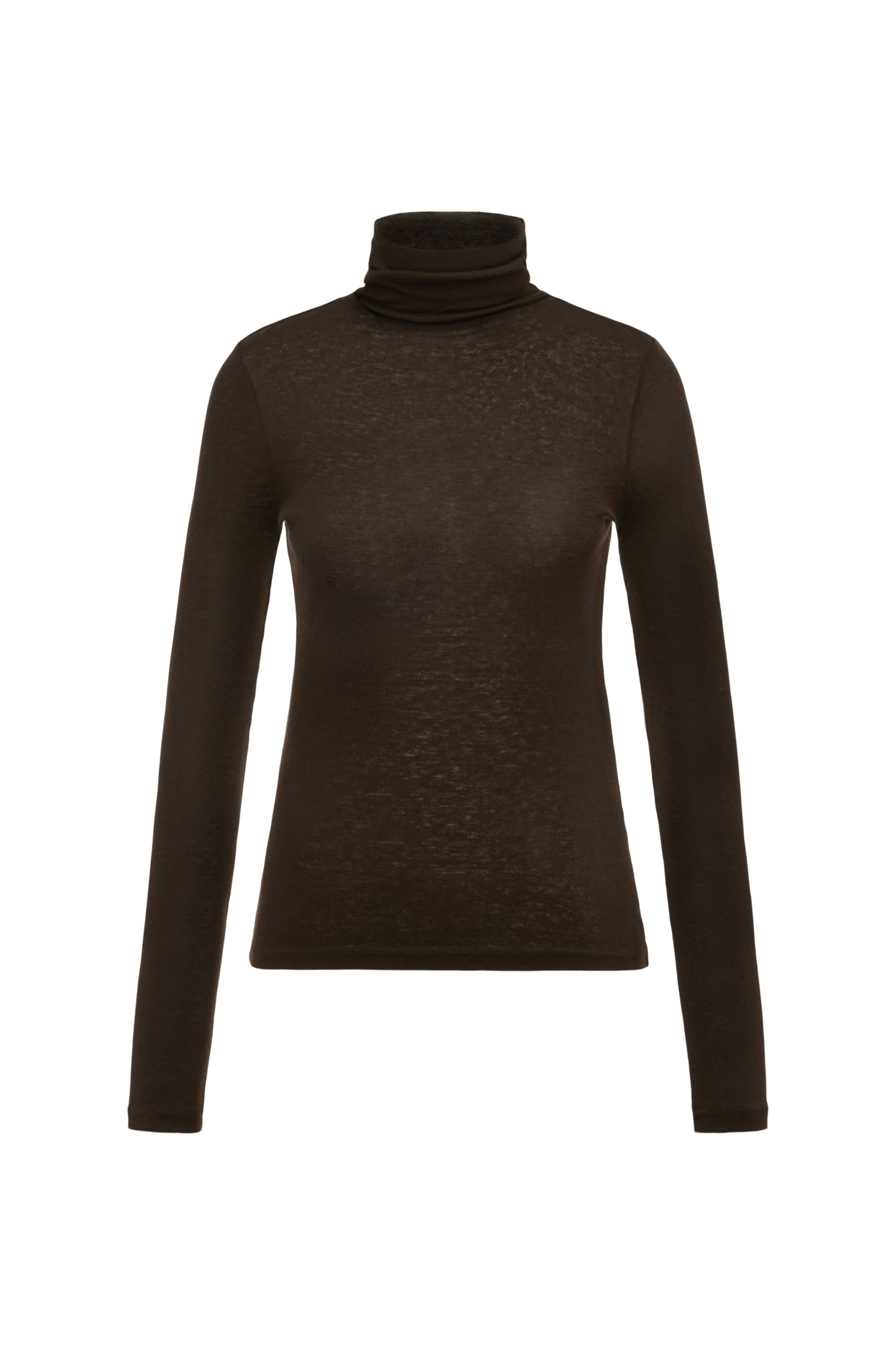 ZERAFNE - Schmales Longsleeve in Lyocell-Wolle-Mix - Damen - braun - Freisteller Frontansicht