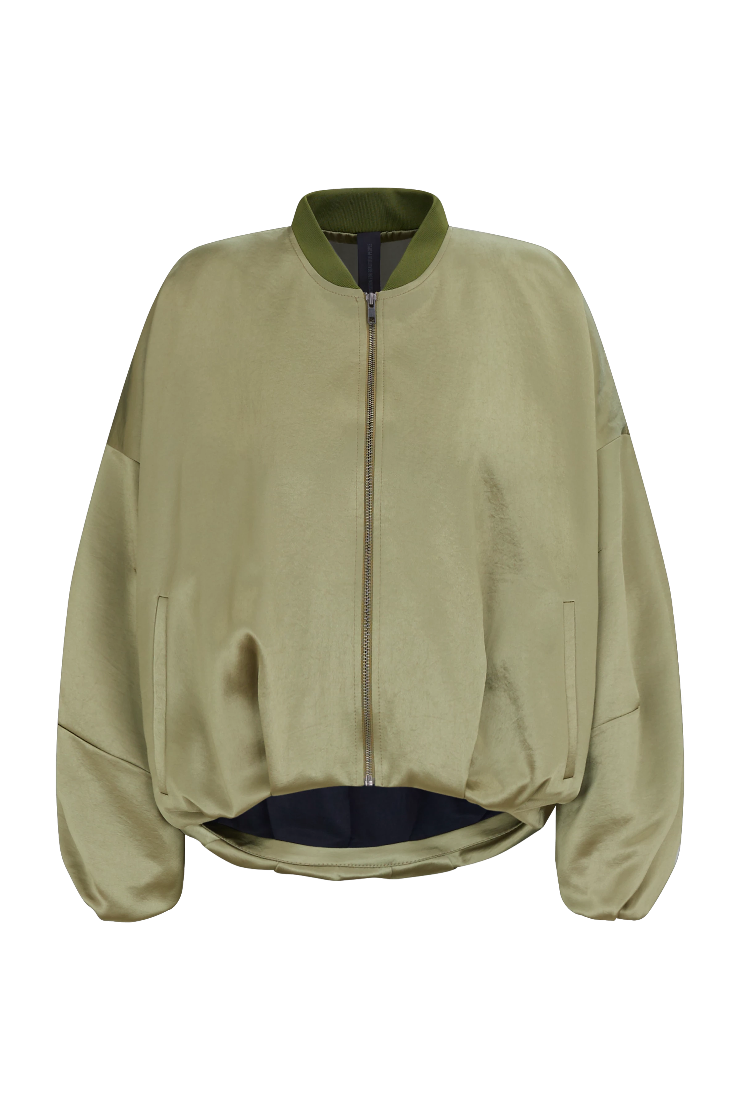 BRADDAN - Vrouwelijk bomberjack in luxe satijn - dames - groen - Freisteller Frontansicht