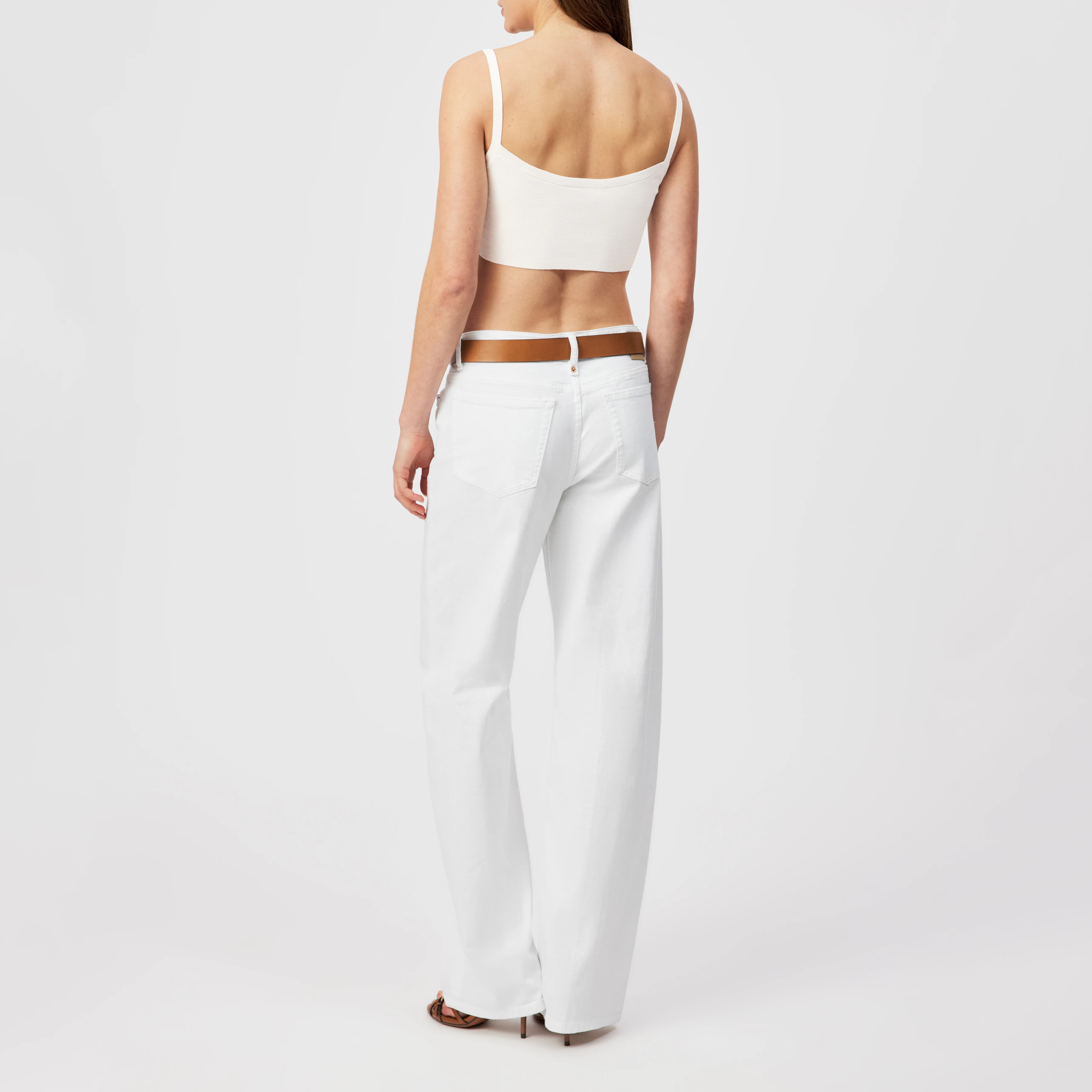 JOSEY - Cropped tank top in matte finish - women - off white - Rückansicht