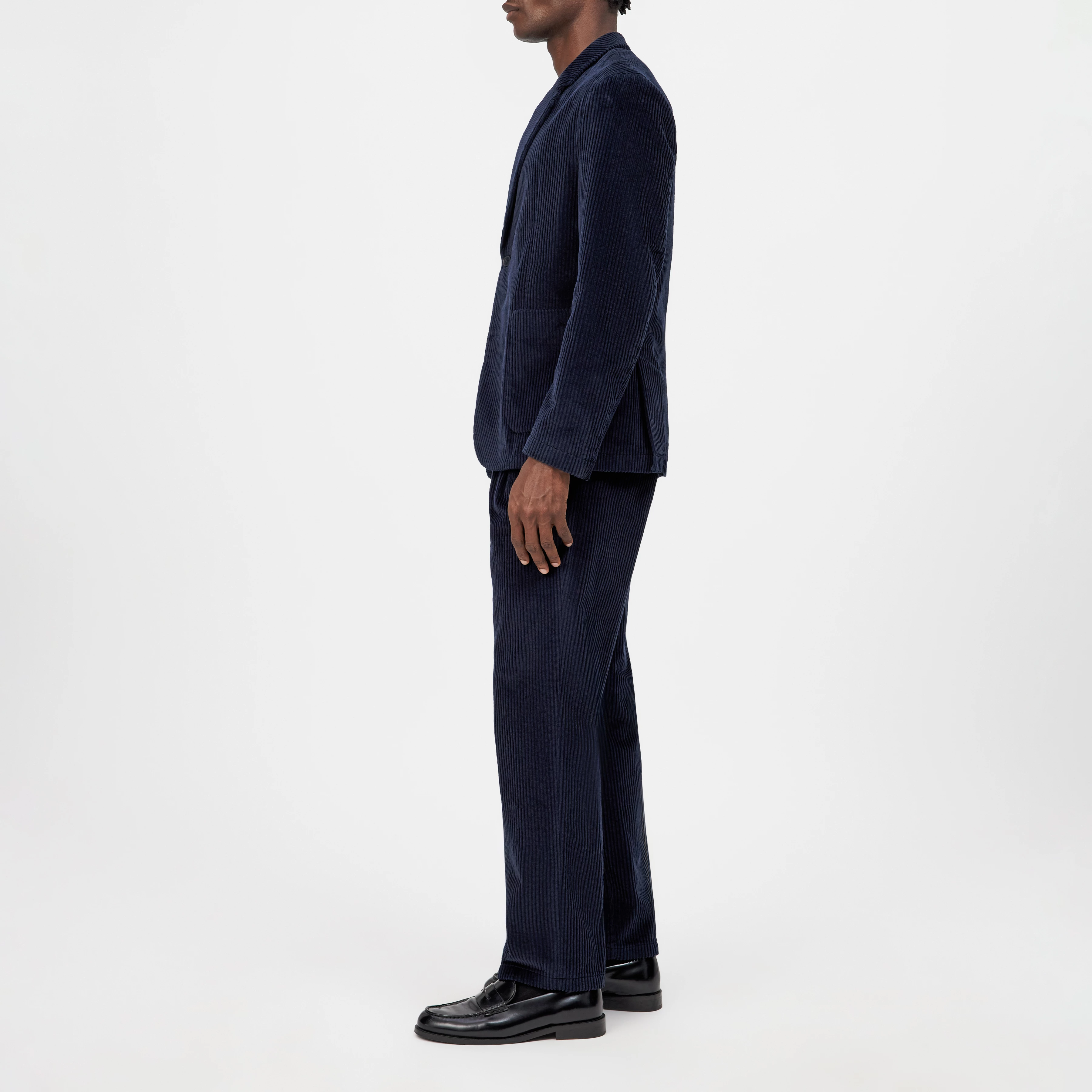 MARLS - Single-breasted jacket in wide cotton corduroy - men - blue - Seitenansicht