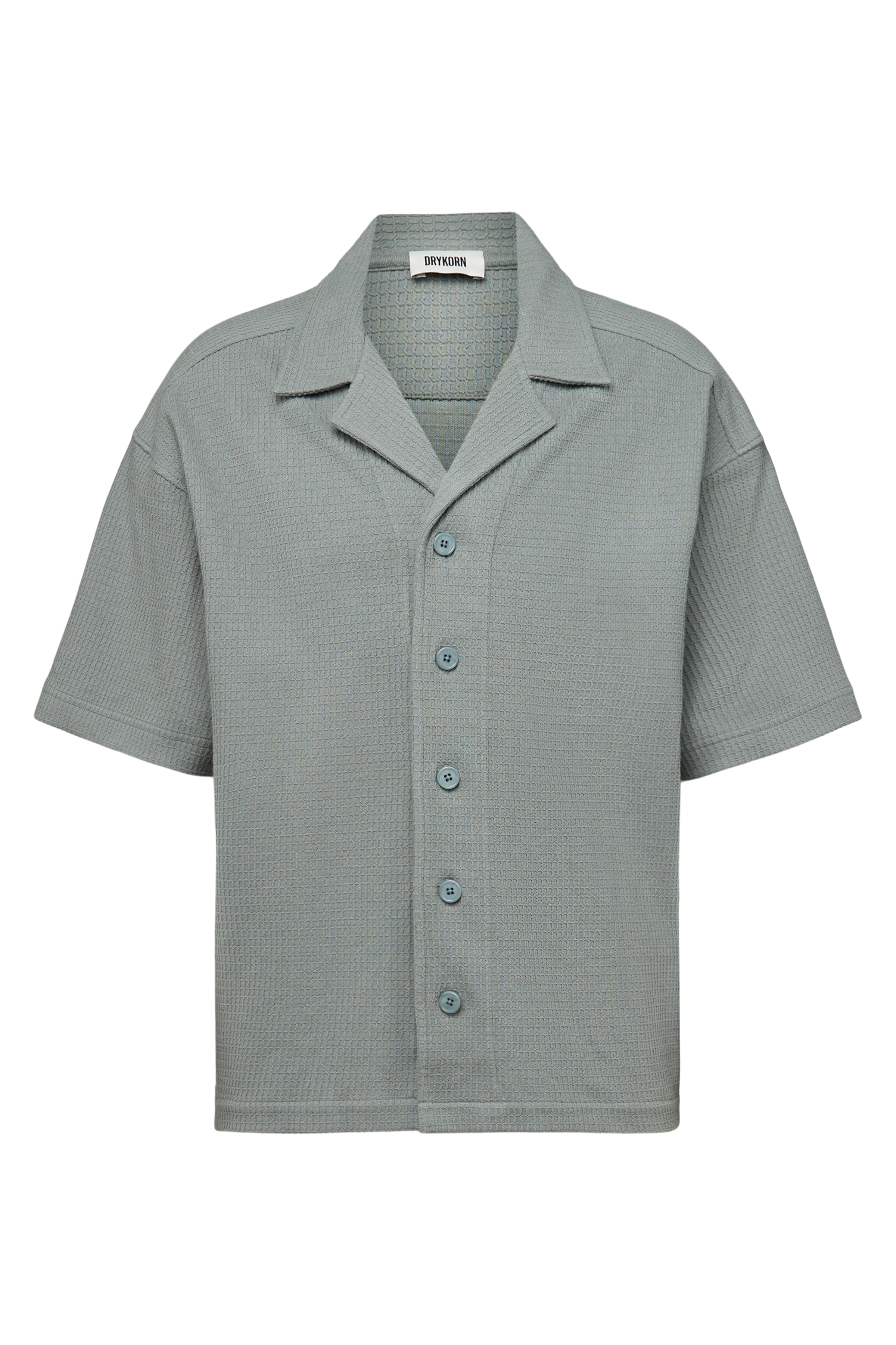 BASIIL - Chemise manches courtes Relaxed Fit en coton Dry Touch - men - vert - Freisteller Frontansicht