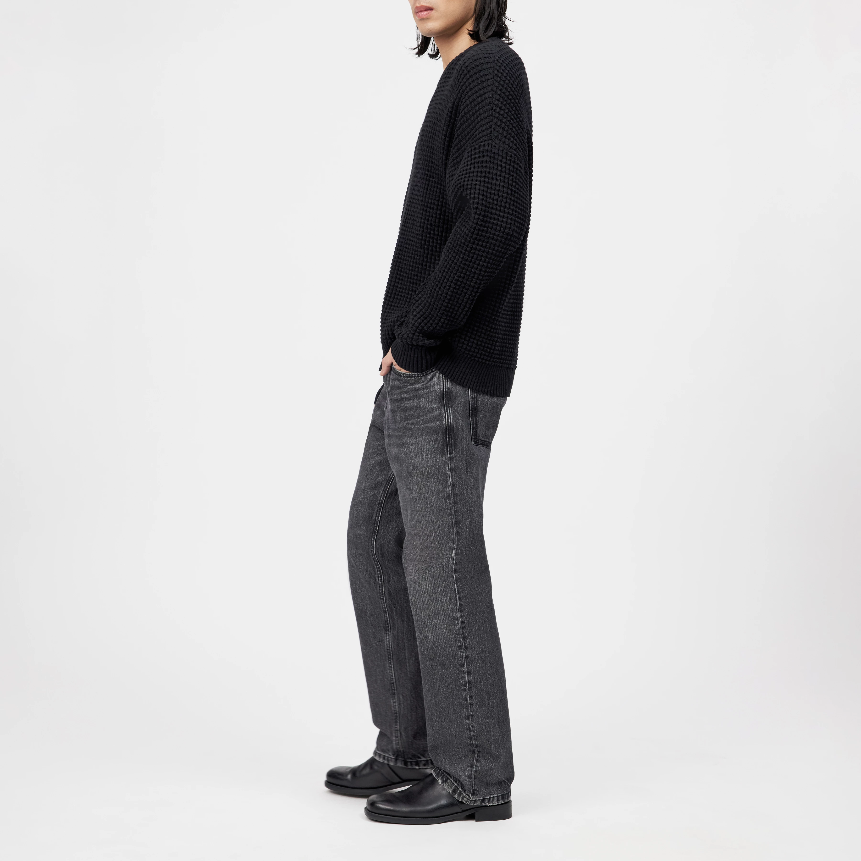 NEELIO - Pullover in Baumwoll-Mix - Herren - schwarz - Seitenansicht