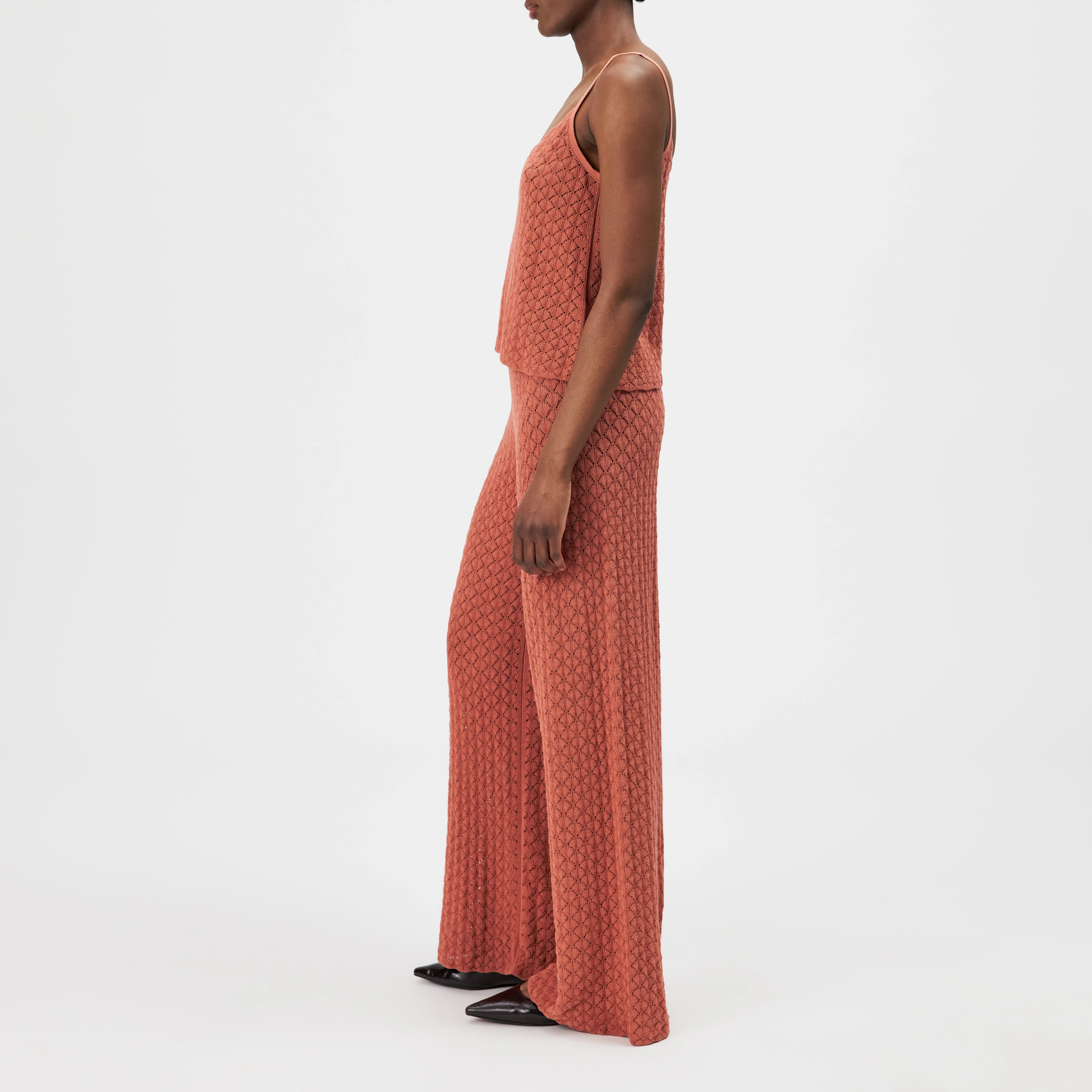 GALVINA - Knitted top in textured cotton - women - orange - Seitenansicht
