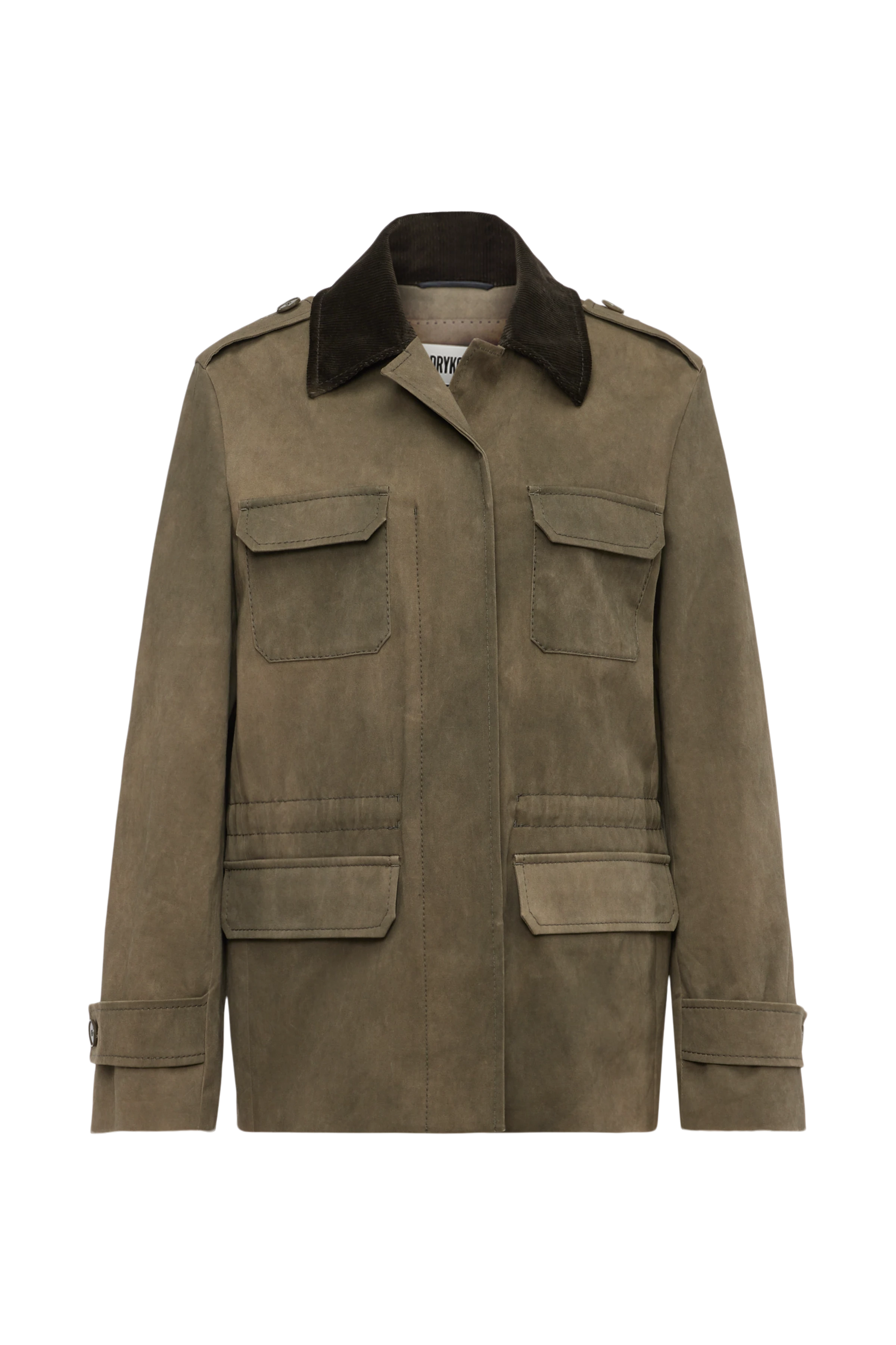 BODNEY_1 - Fieldjacket Kontrastkragen in Twill - Damen - grün - Freisteller Frontansicht
