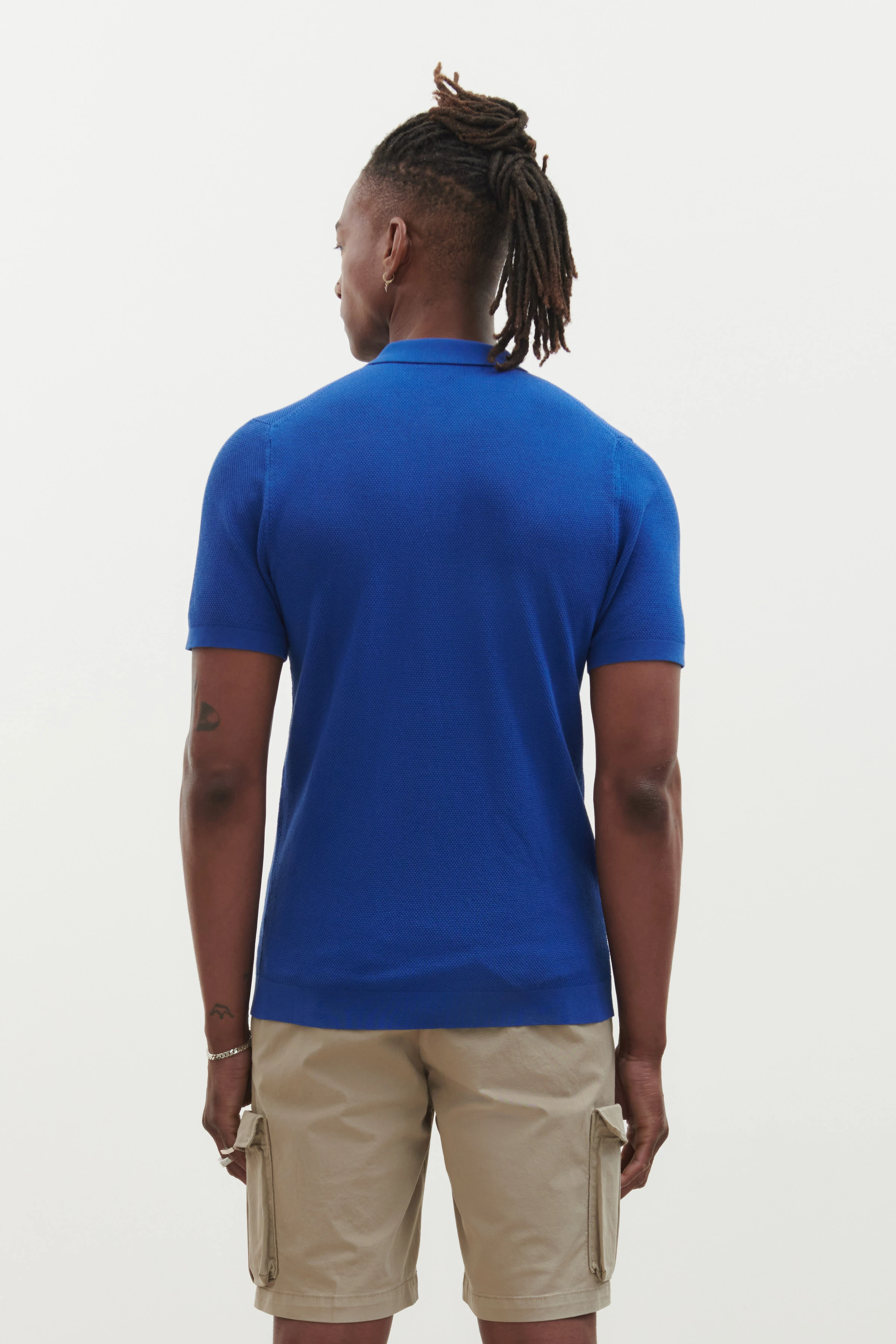 TRITON - Cotton polo - men - blue - Rückansicht