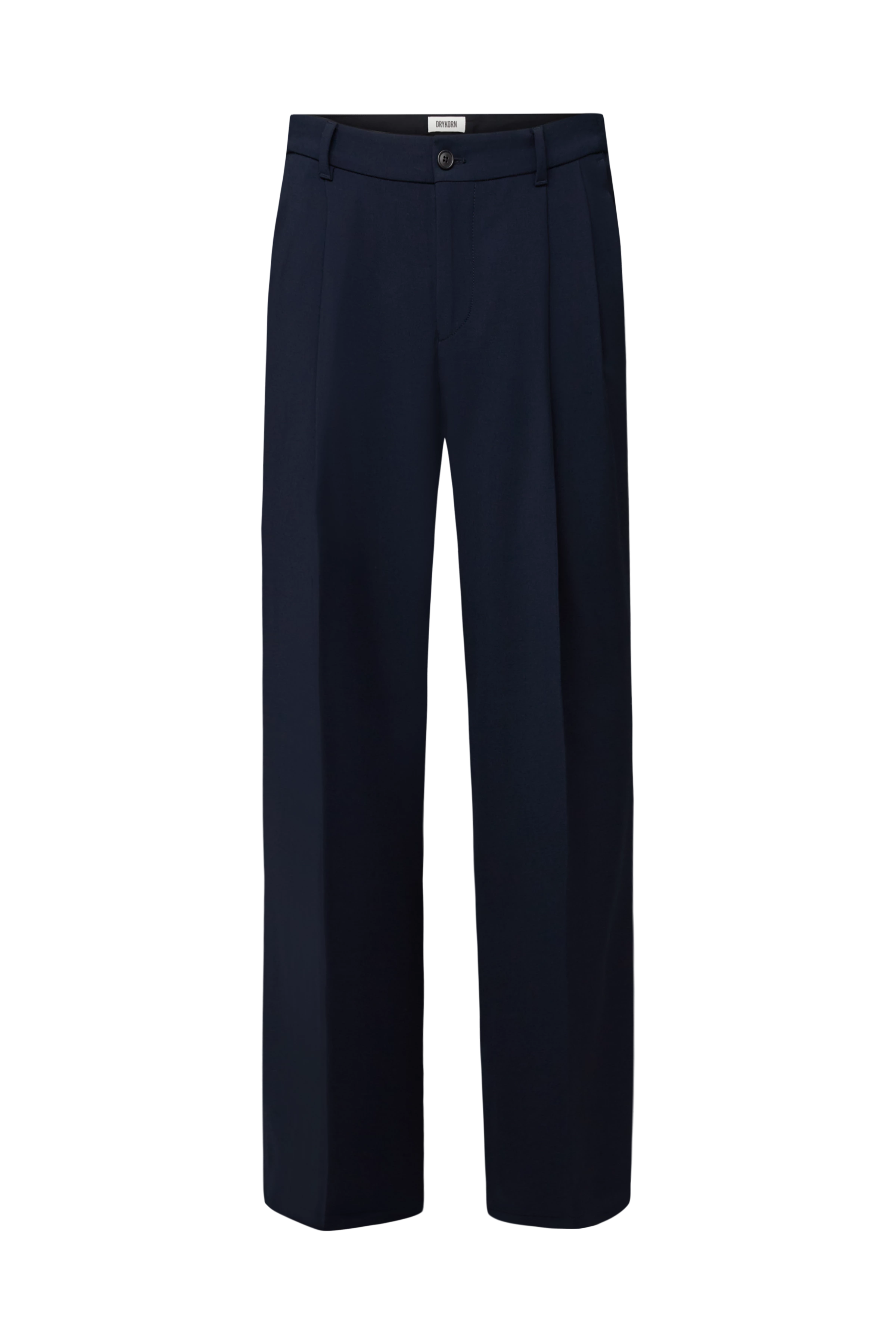 LEEK_WIDE - Relaxed fit broek met bandplooien van gabardine - heren - blauw - Freisteller Frontansicht