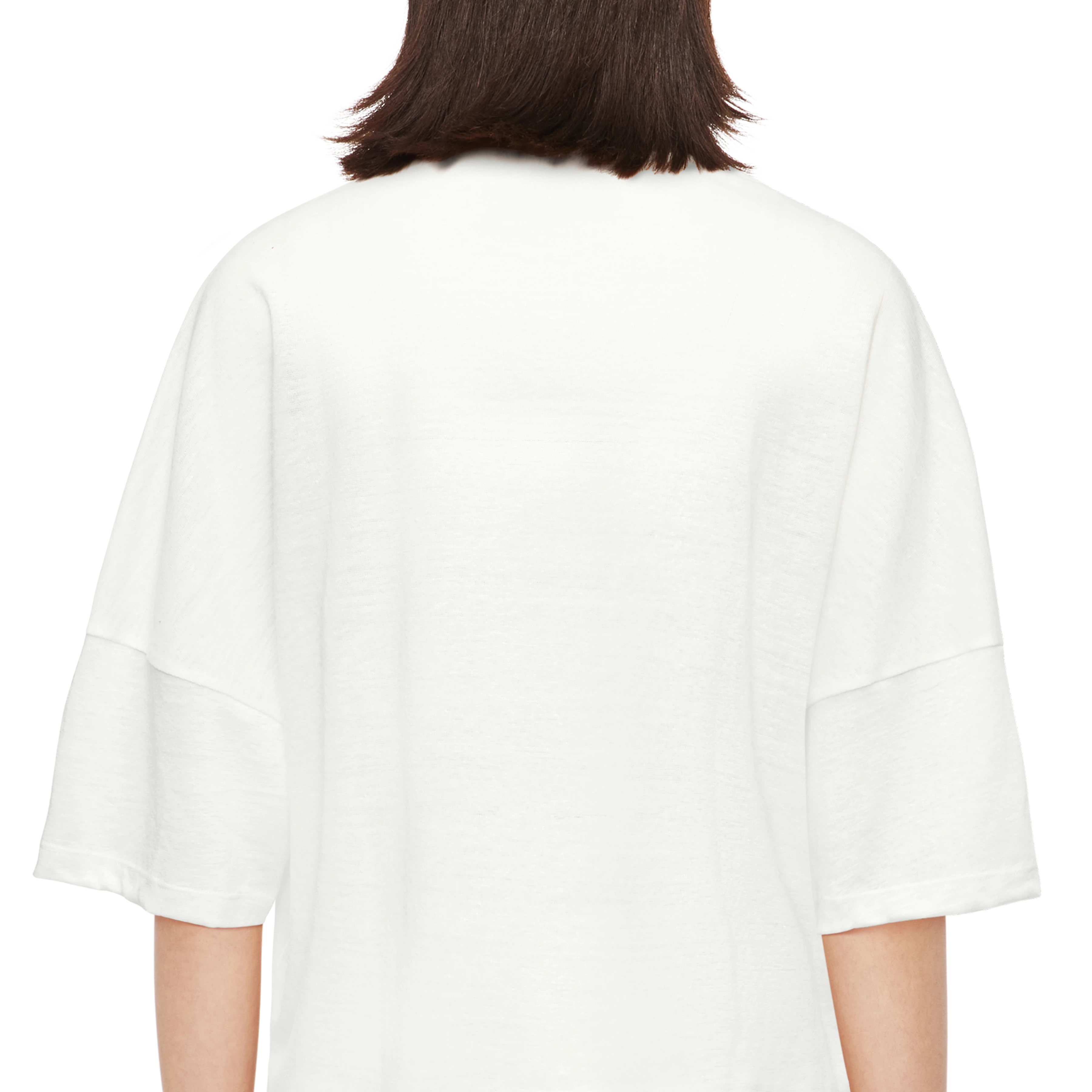 KUSIA - Cropped T-shirt in linen - women - off white - Detailansicht am Model