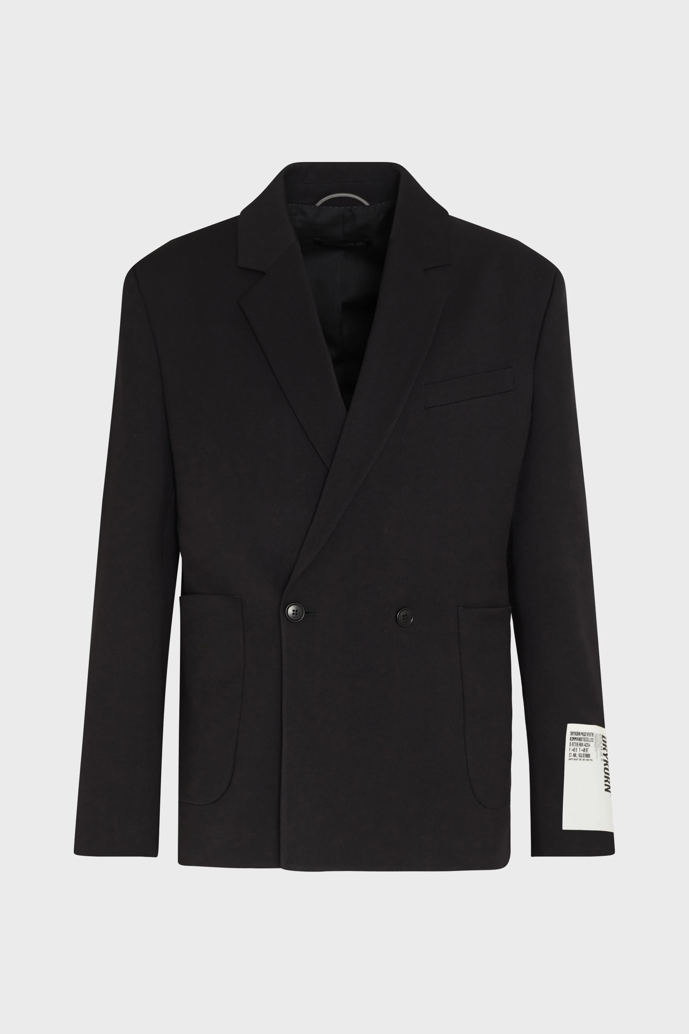 EKBY - Doppelreihiges Regular Fit Sakko in softem Flanell - Herren - schwarz - Freisteller Frontansicht