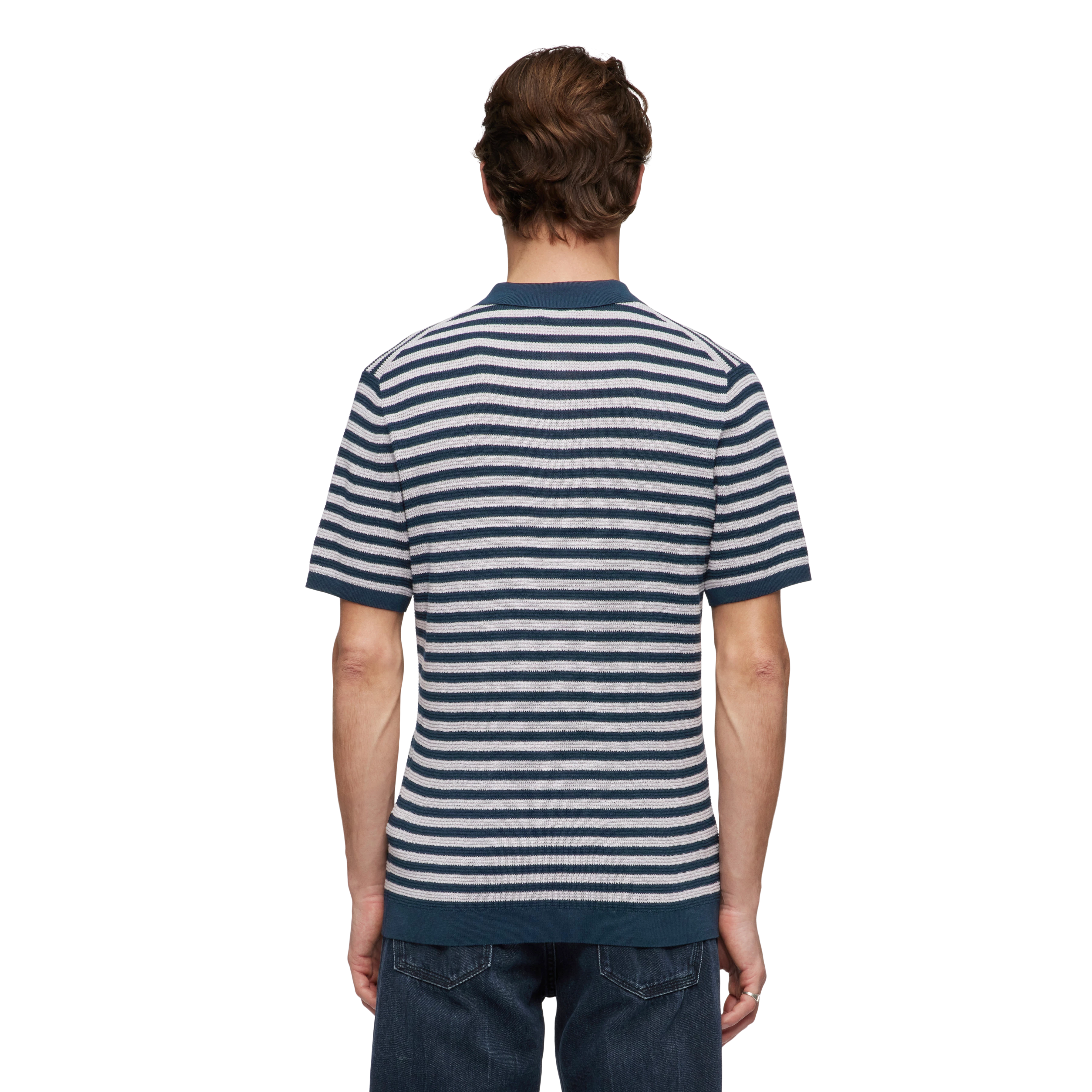 TRITON - Mercerised cotton polo shirt - men - blue - Rückansicht