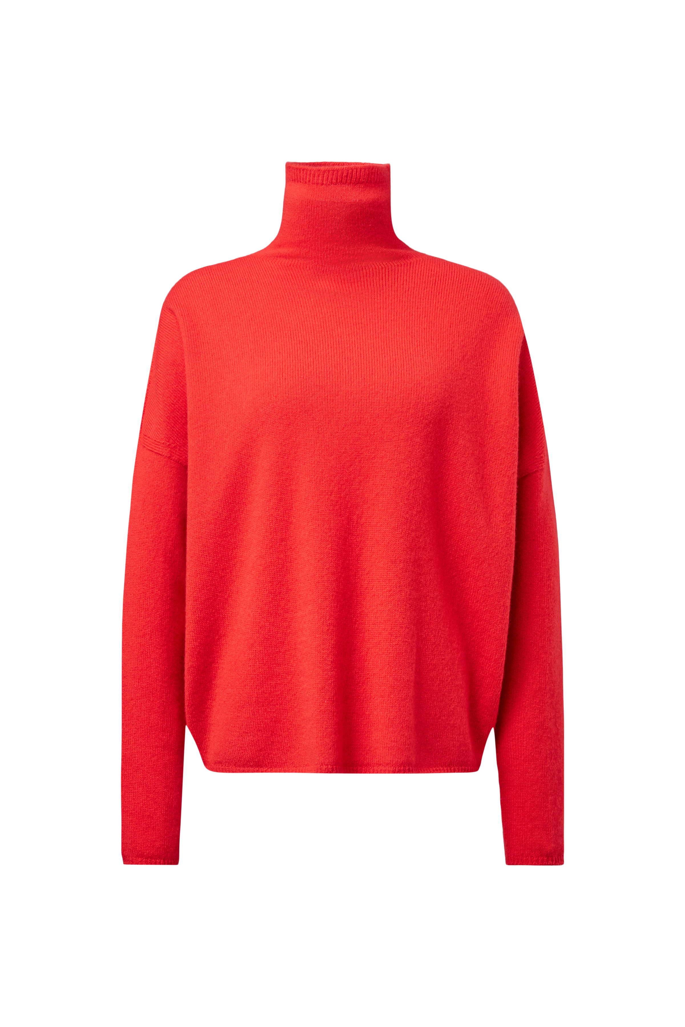 LIORA - Egg-shape roll-neck jumper in pure new wool - women - red - Freisteller Frontansicht