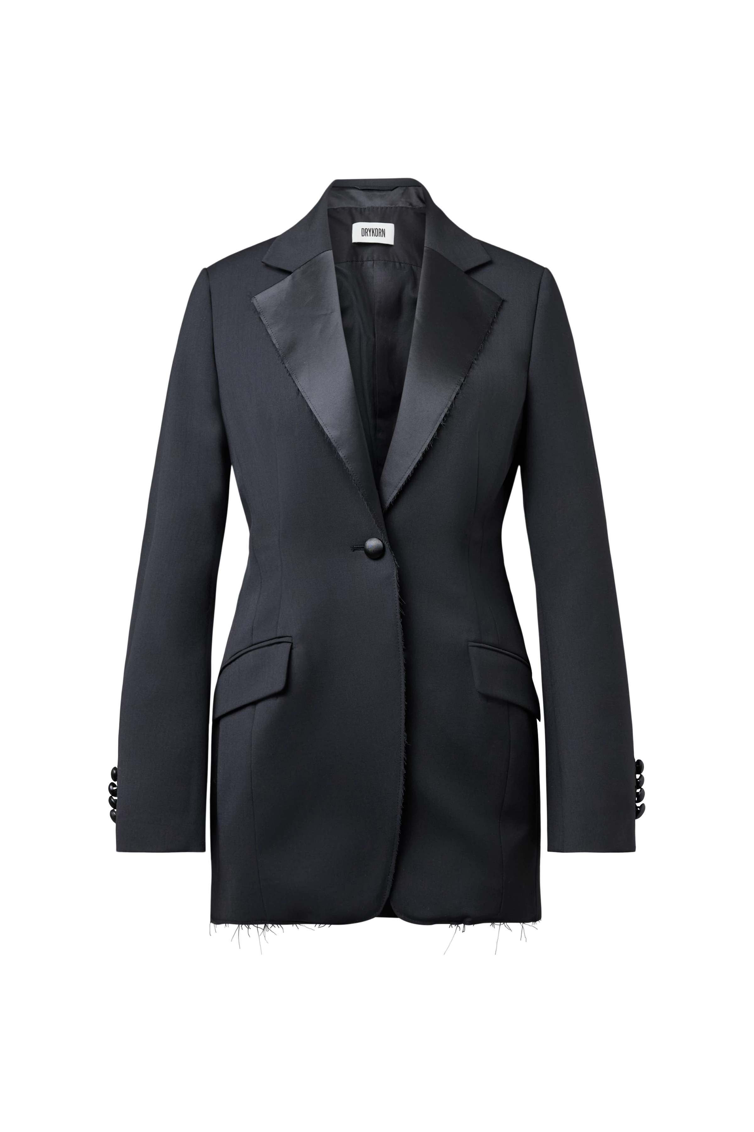 LINLEY_1 - Long blazer with notched lapels - women - black - Freisteller Frontansicht