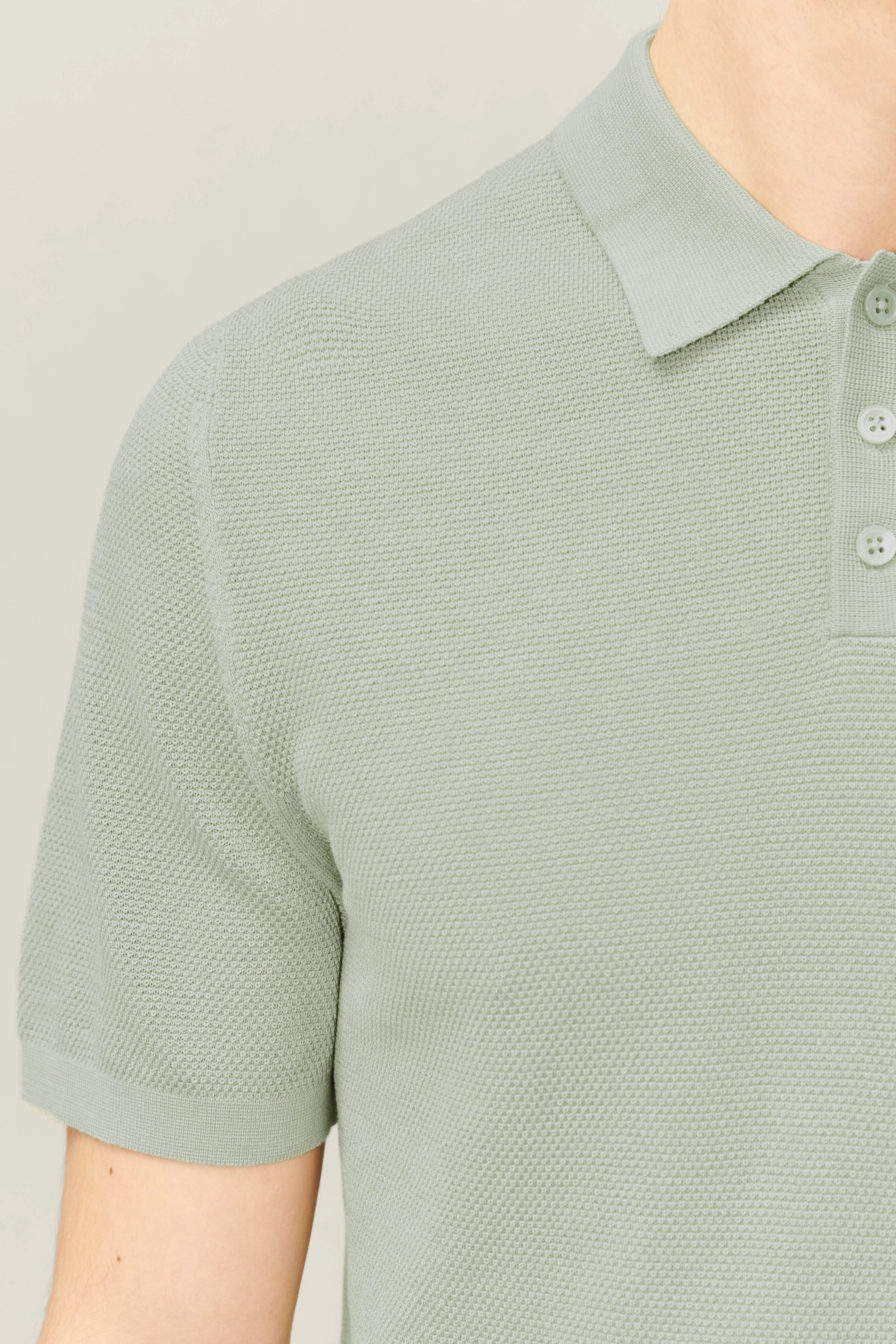 TRITON - Jacquard-knit polo - men - green - Seitenansicht