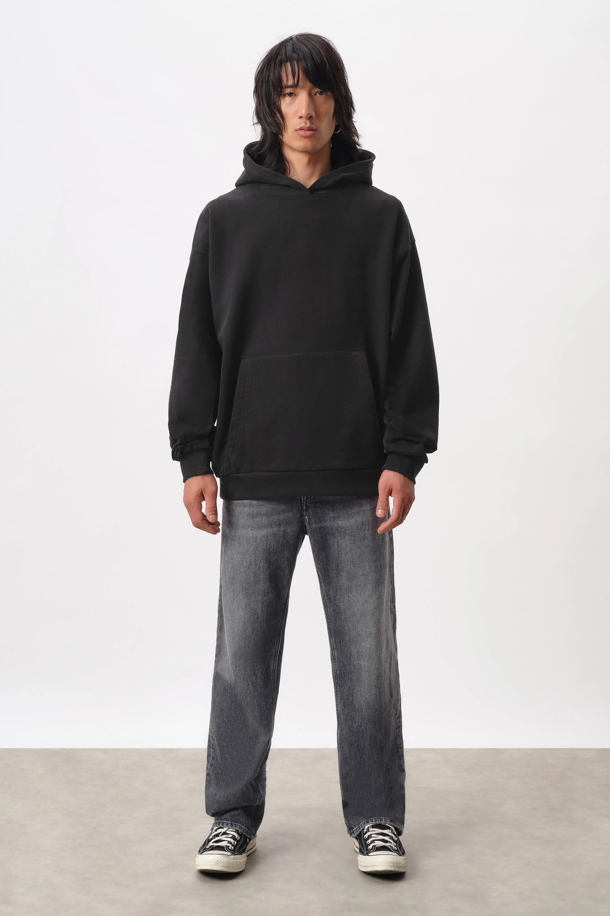 oversized hoodie with ribbed cotton cuffs
