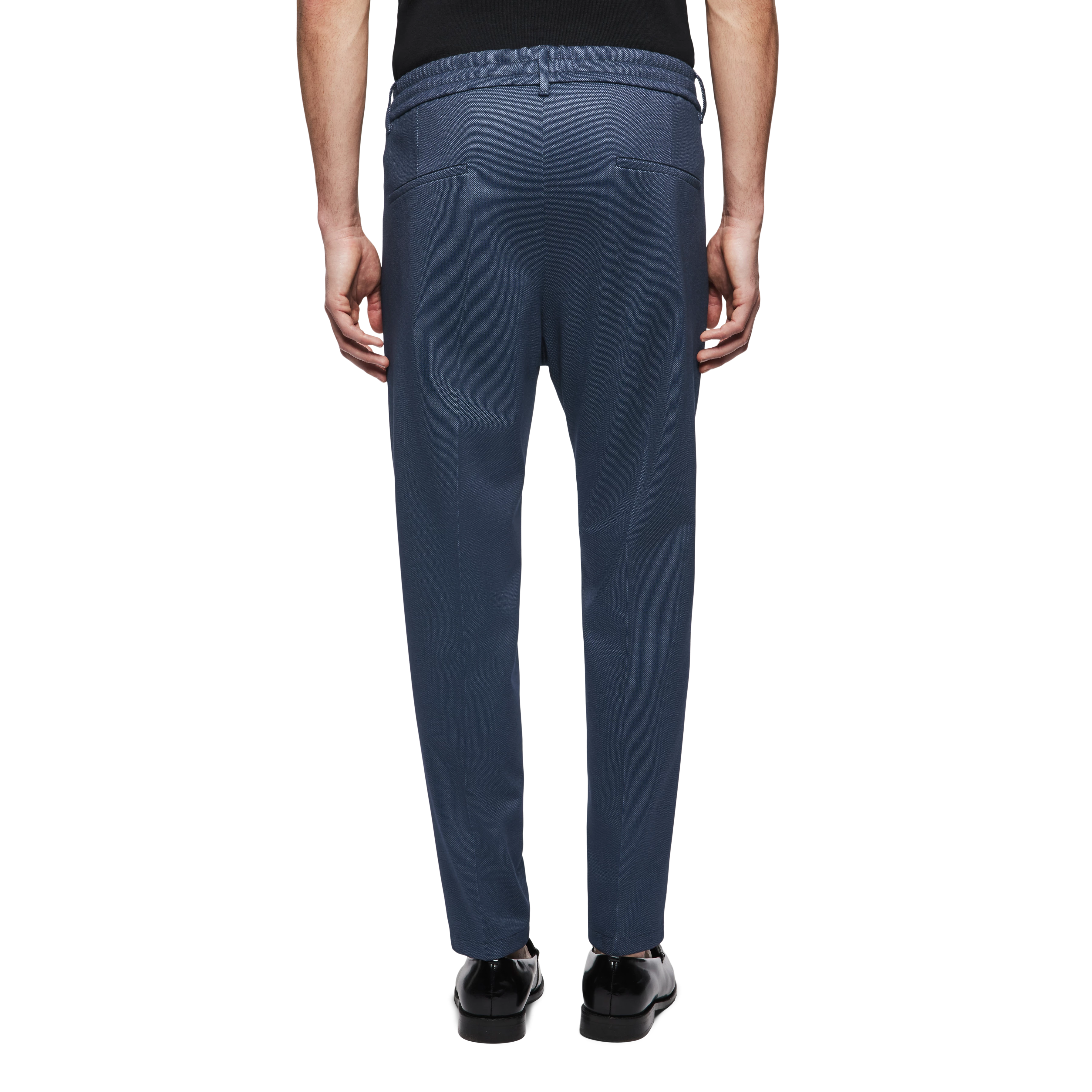 CHASY - Casual trousers with pleats in jersey with pattern - men - blue - Rückansicht