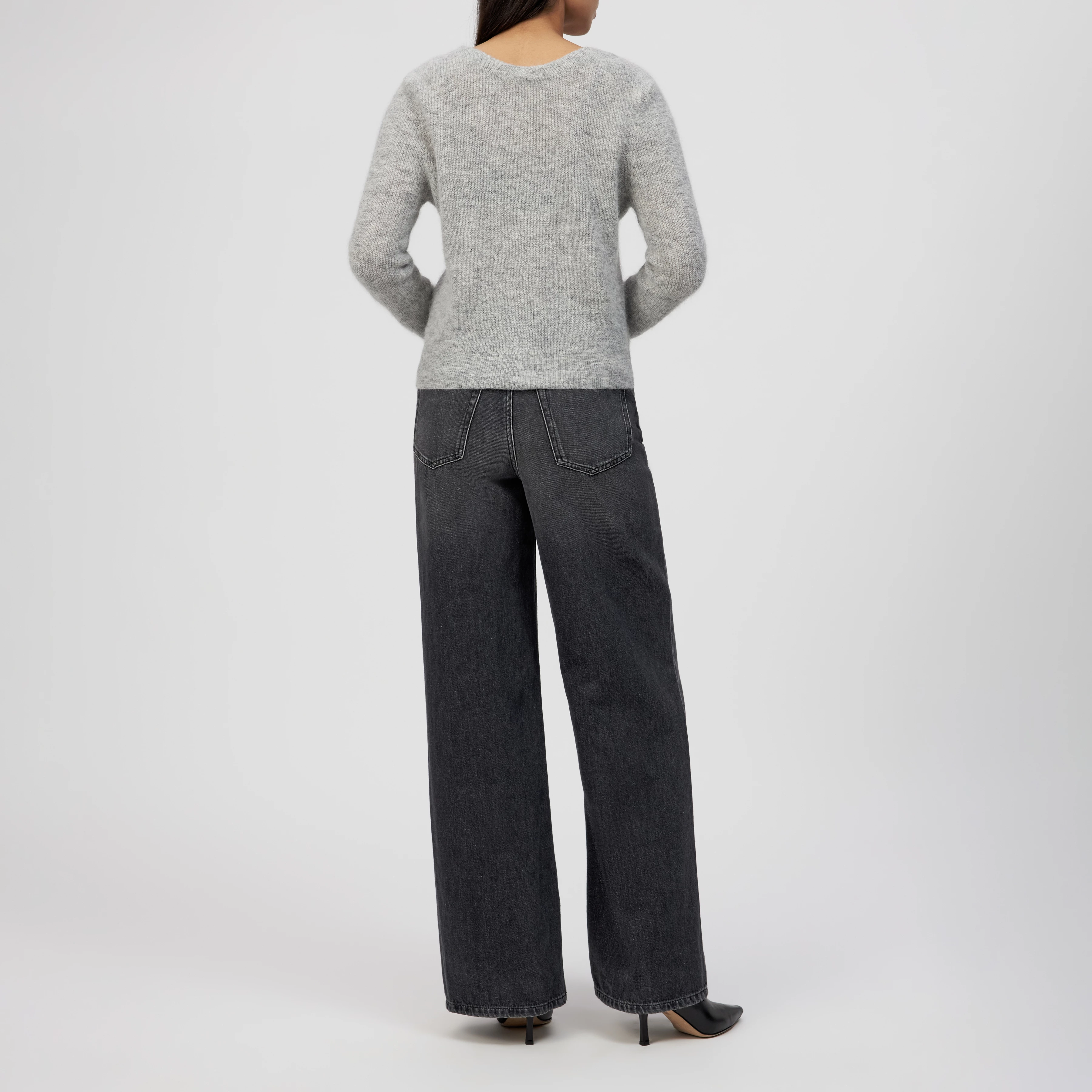 GERTIJA - Cardigan in luxurious Suri alpaca blend - women - grey - Rückansicht