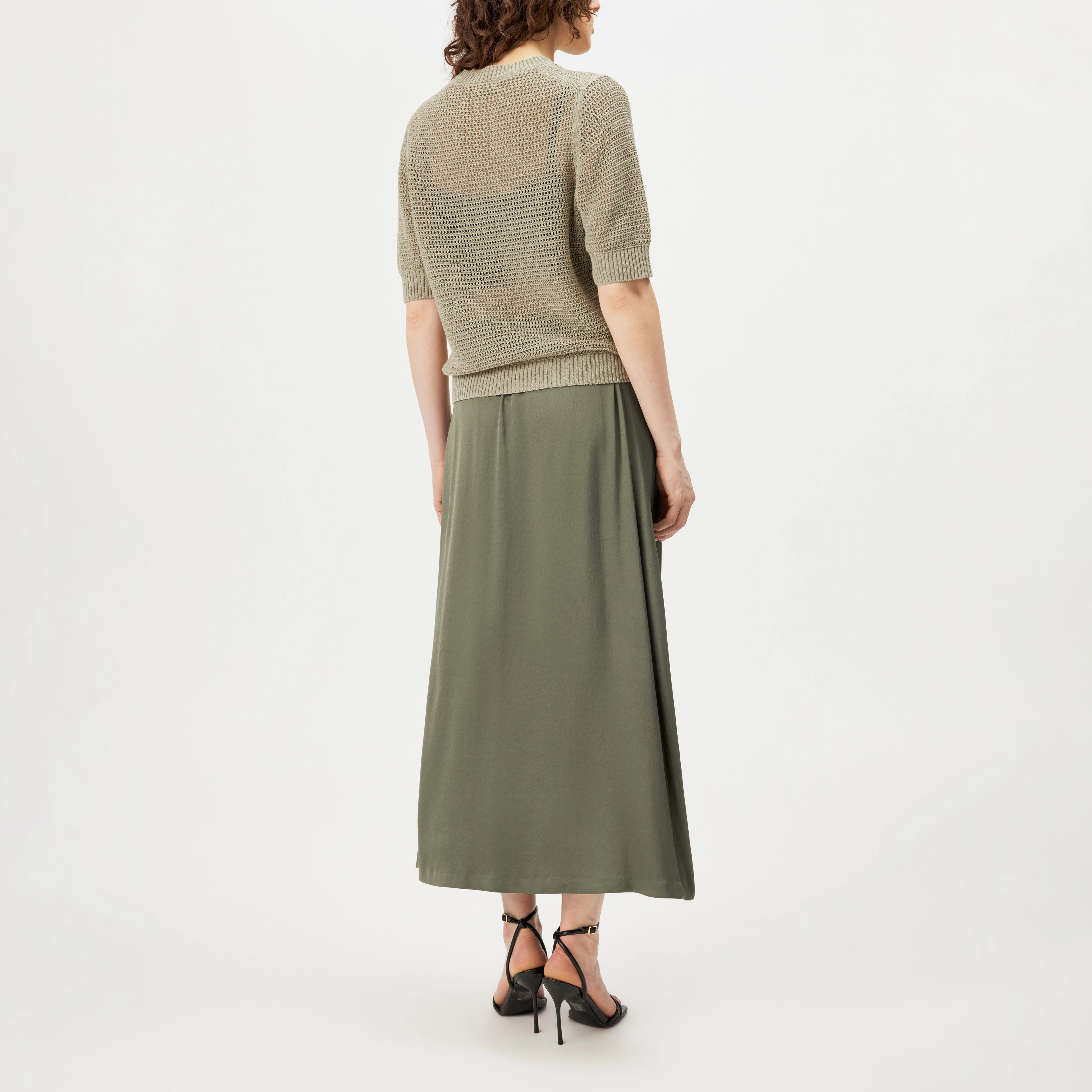 SANIDY - Chunky knit short sleeve in cotton blend - women - beige - Rückansicht