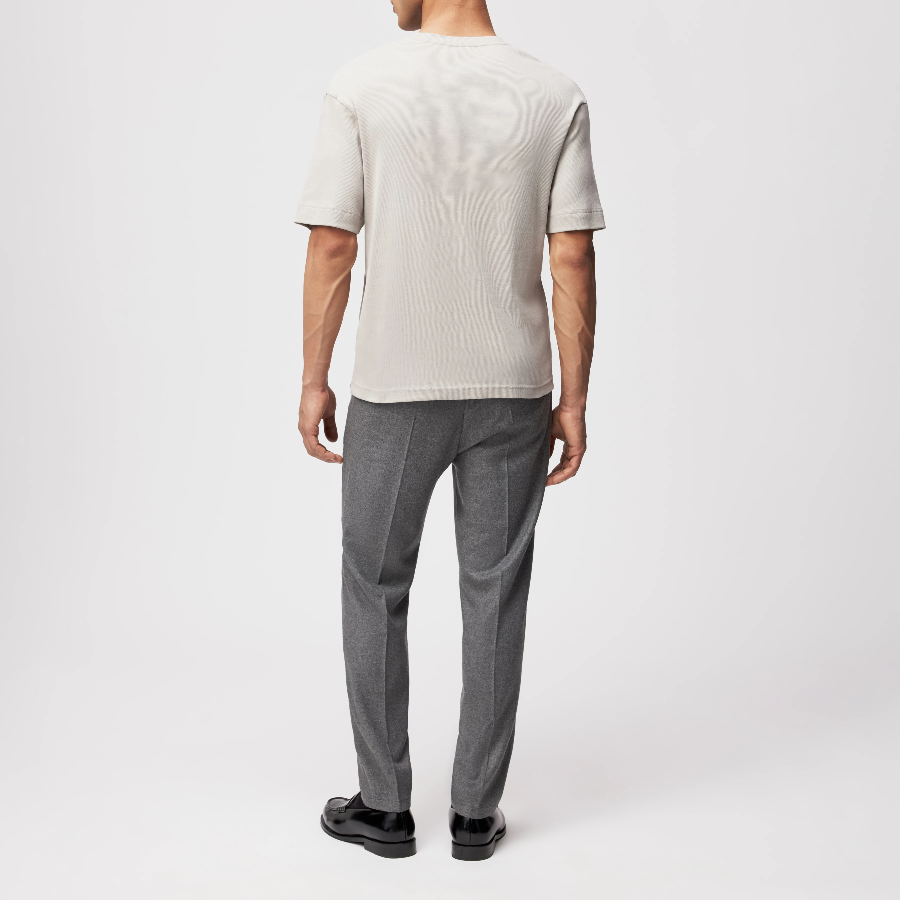 RAPHAEL - T-Shirt in gewaschener Rippe - Herren - grau - Rückansicht