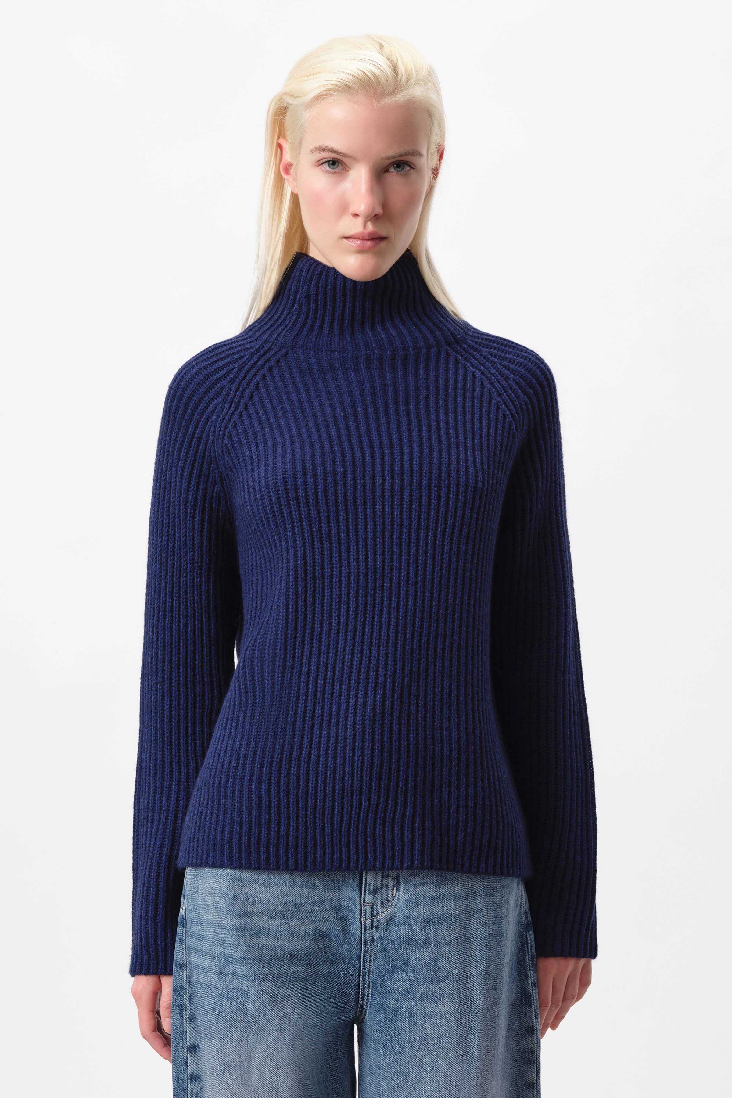 ARWEN - coltrui in alpacawolmix - dames - blauw - Frontansicht