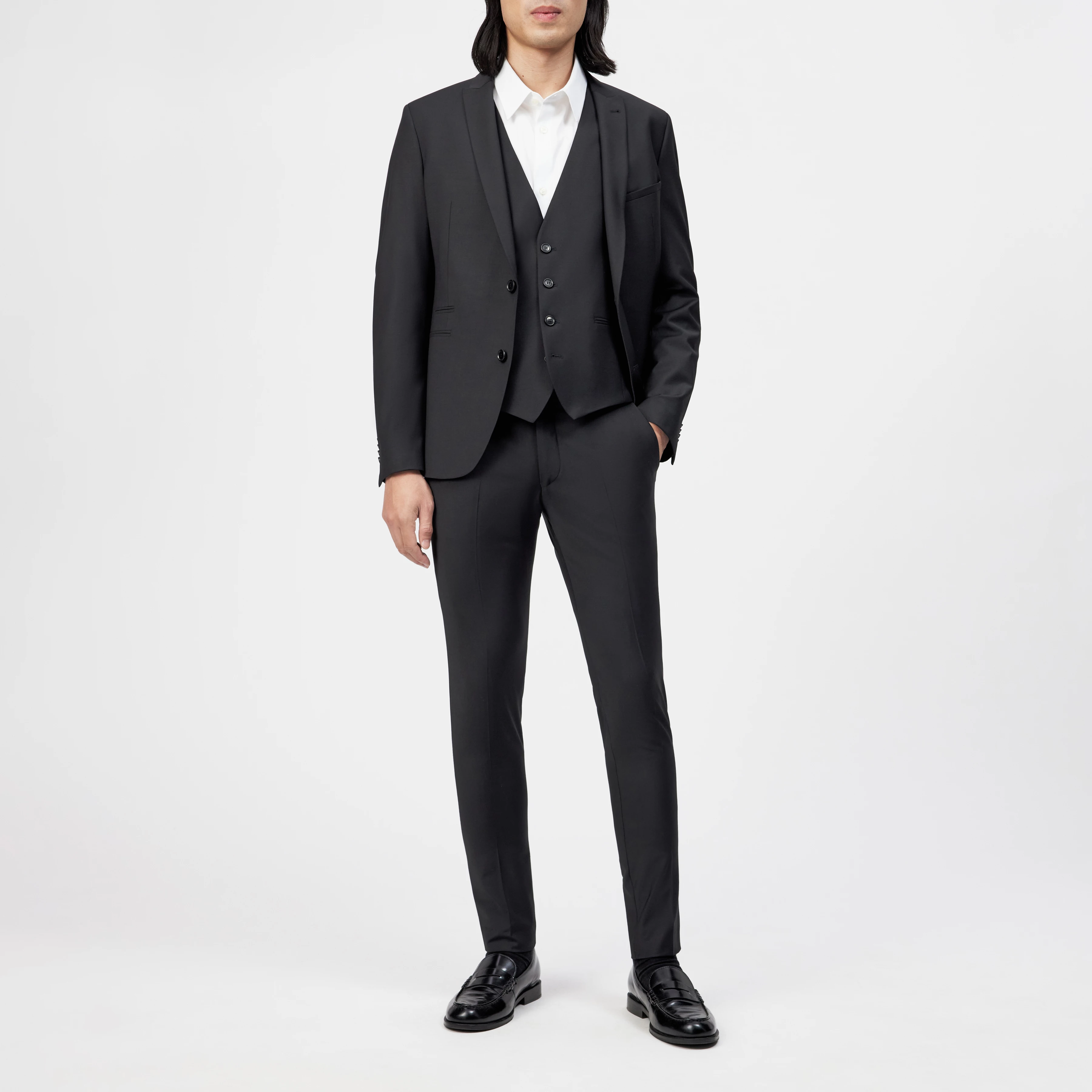 MALMO_SK - Klassische Weste in Bi-Stretch - Herren - schwarz - Ganzkörper-Frontansicht