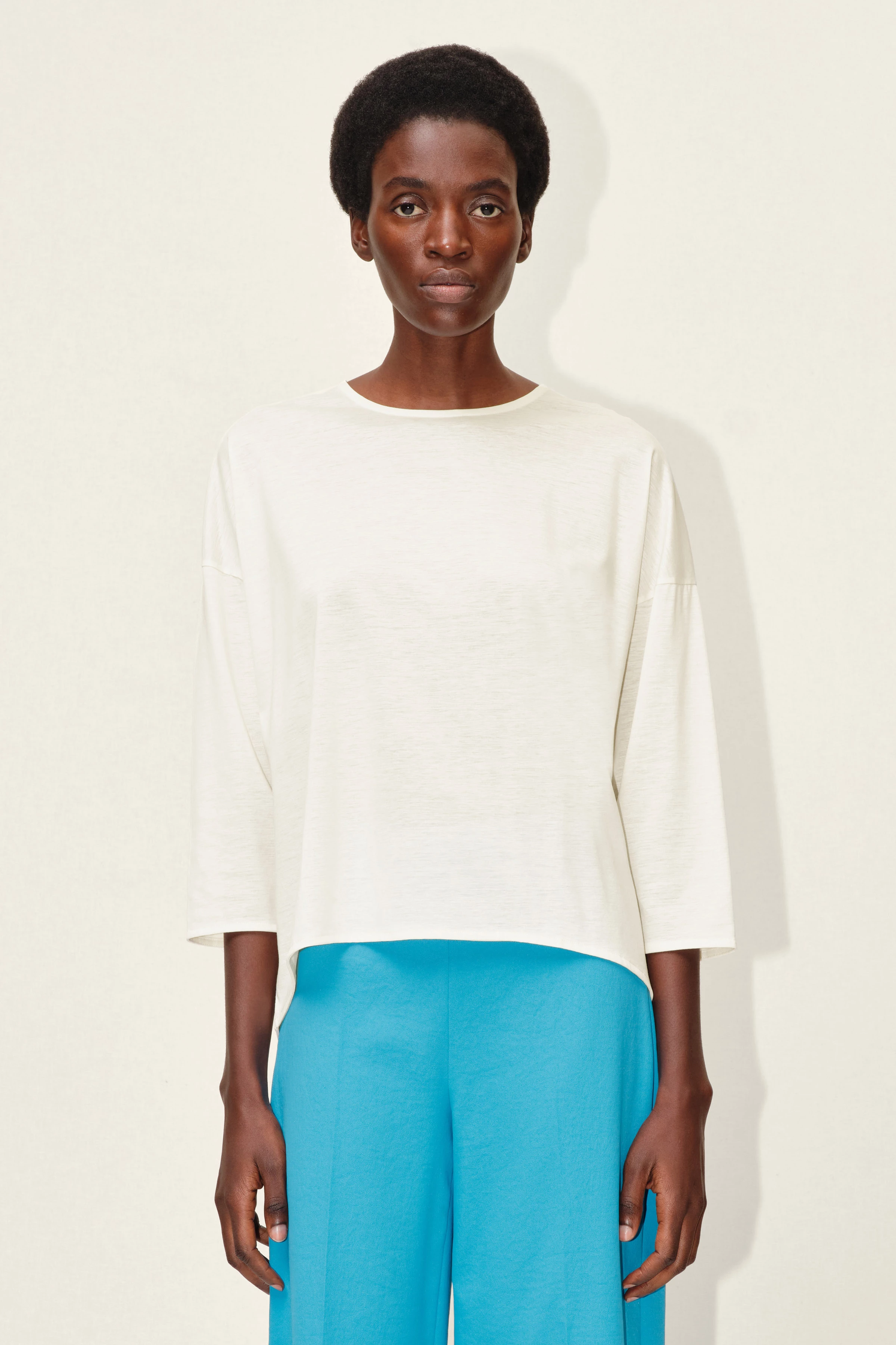 KIRLA - T-shirt in lyocell cotton jersey - women - off white - Frontansicht