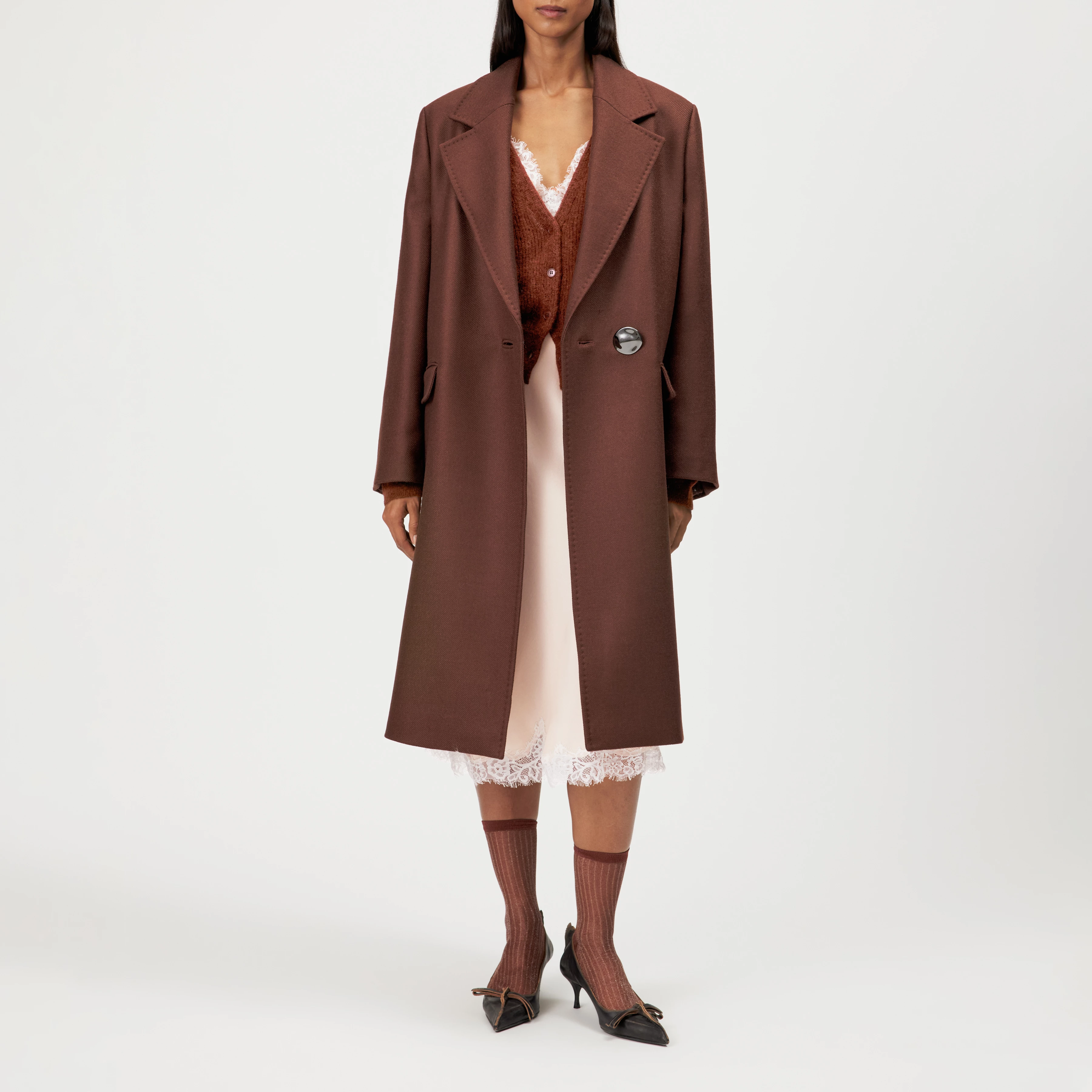 WALDRON_1 - Oversized virgin wool coat - women - brown - Ganzkörper-Frontansicht