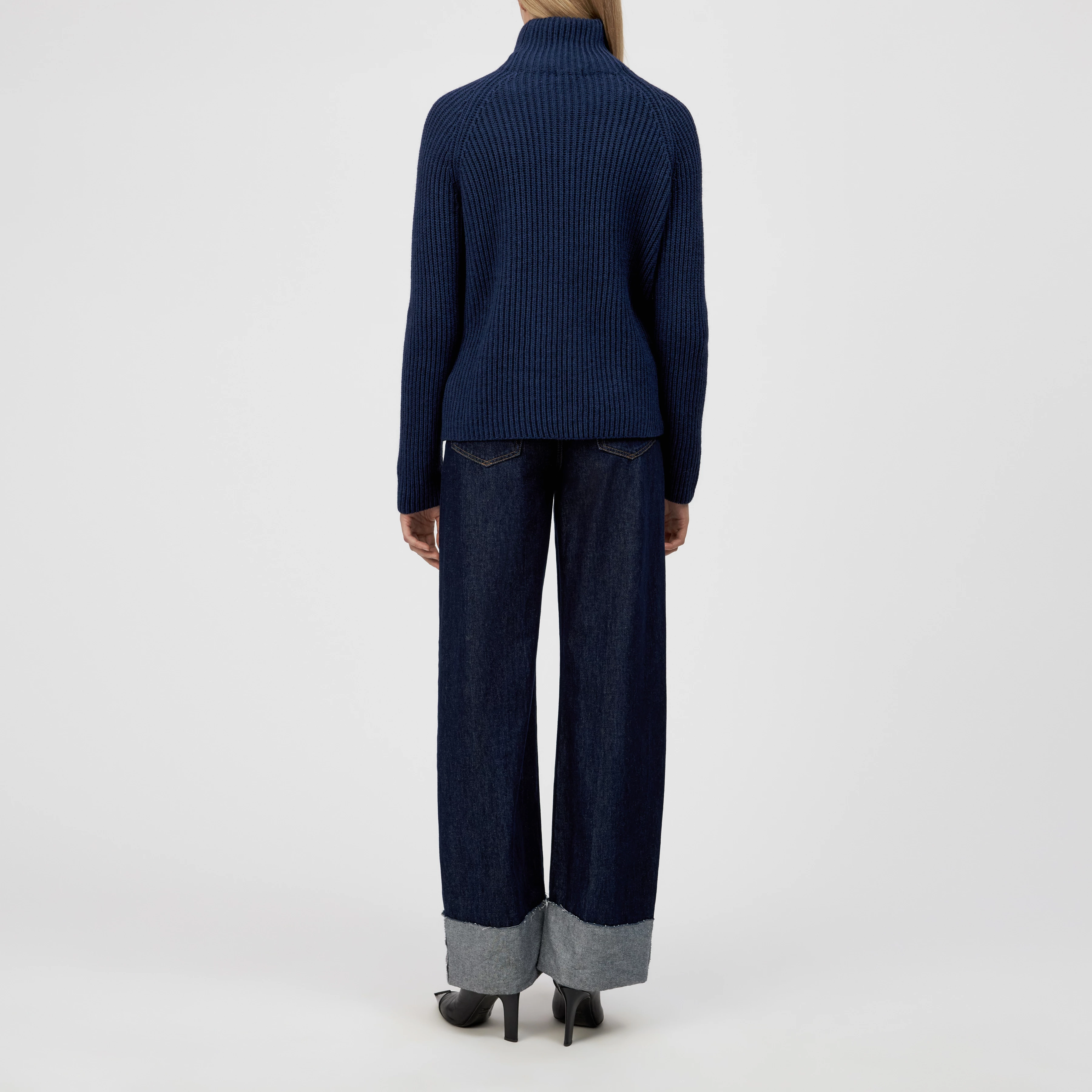 ARWEN - Pull à col roulé en laine et alpaga - women - bleu - Rückansicht