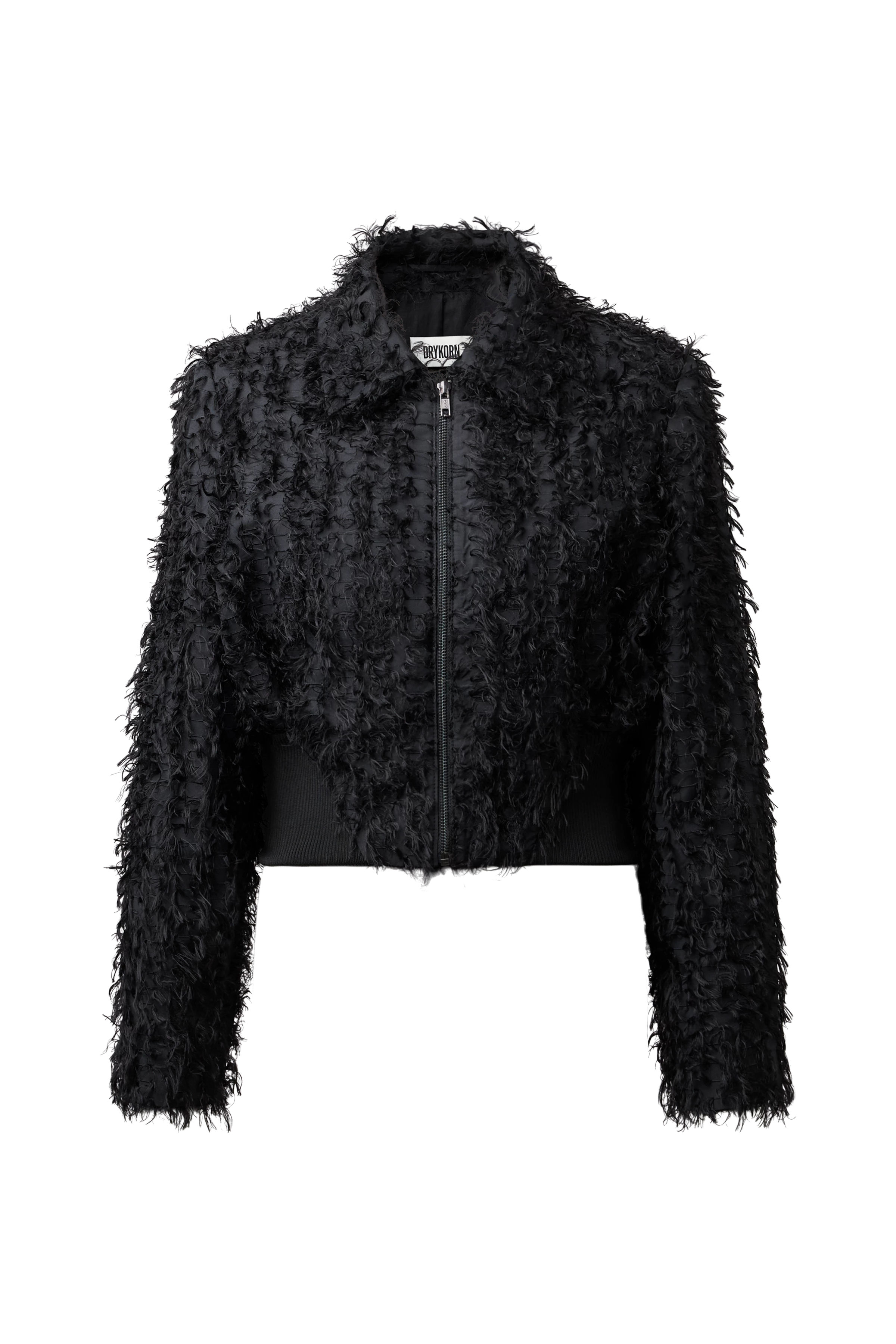 MAXEY - Relaxed fit fringed bomber jacket - women - black - Freisteller Frontansicht