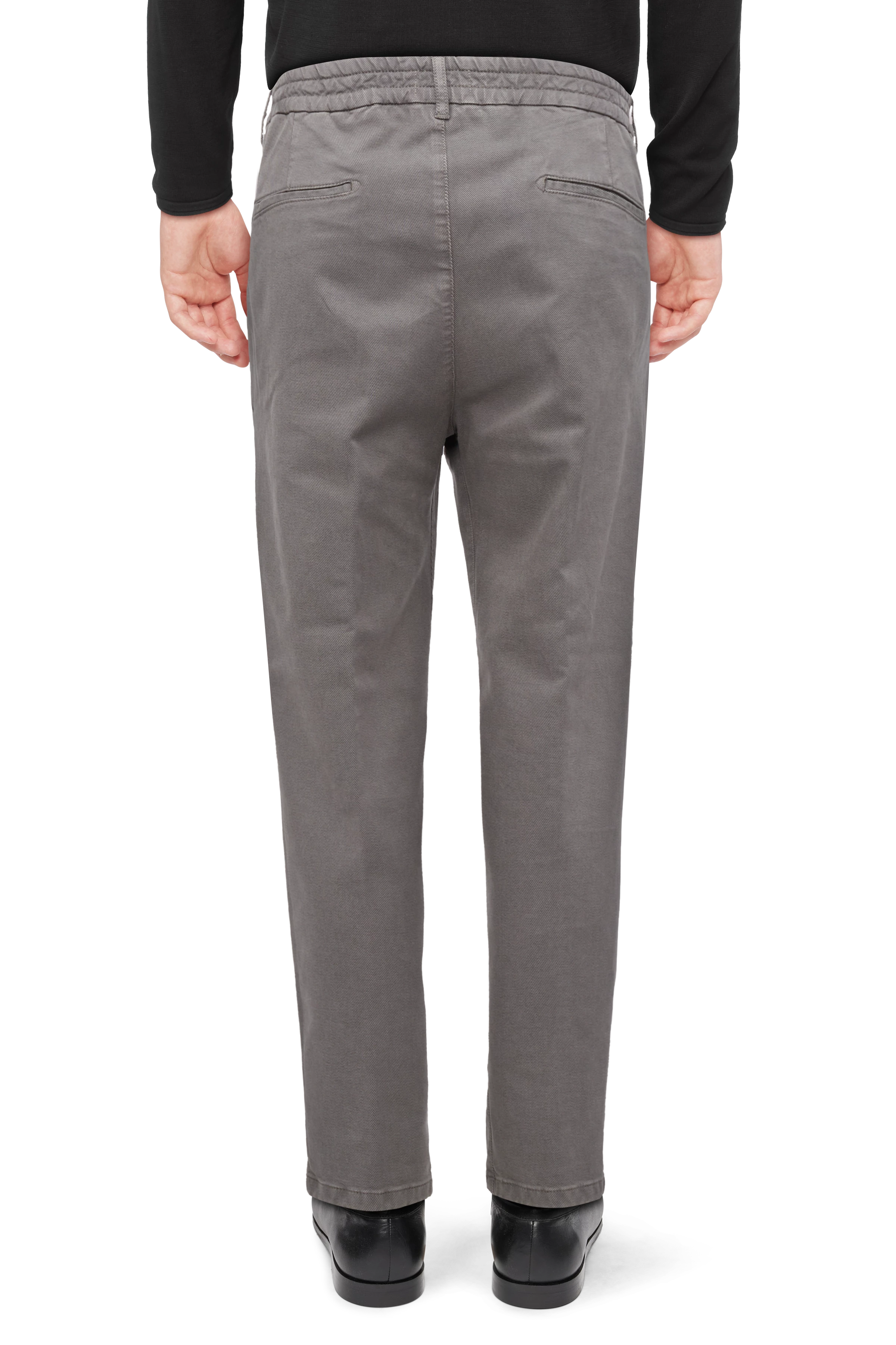 CHASY - Casual trousers with pleats in soft blended cotton - men - grey - Rückansicht