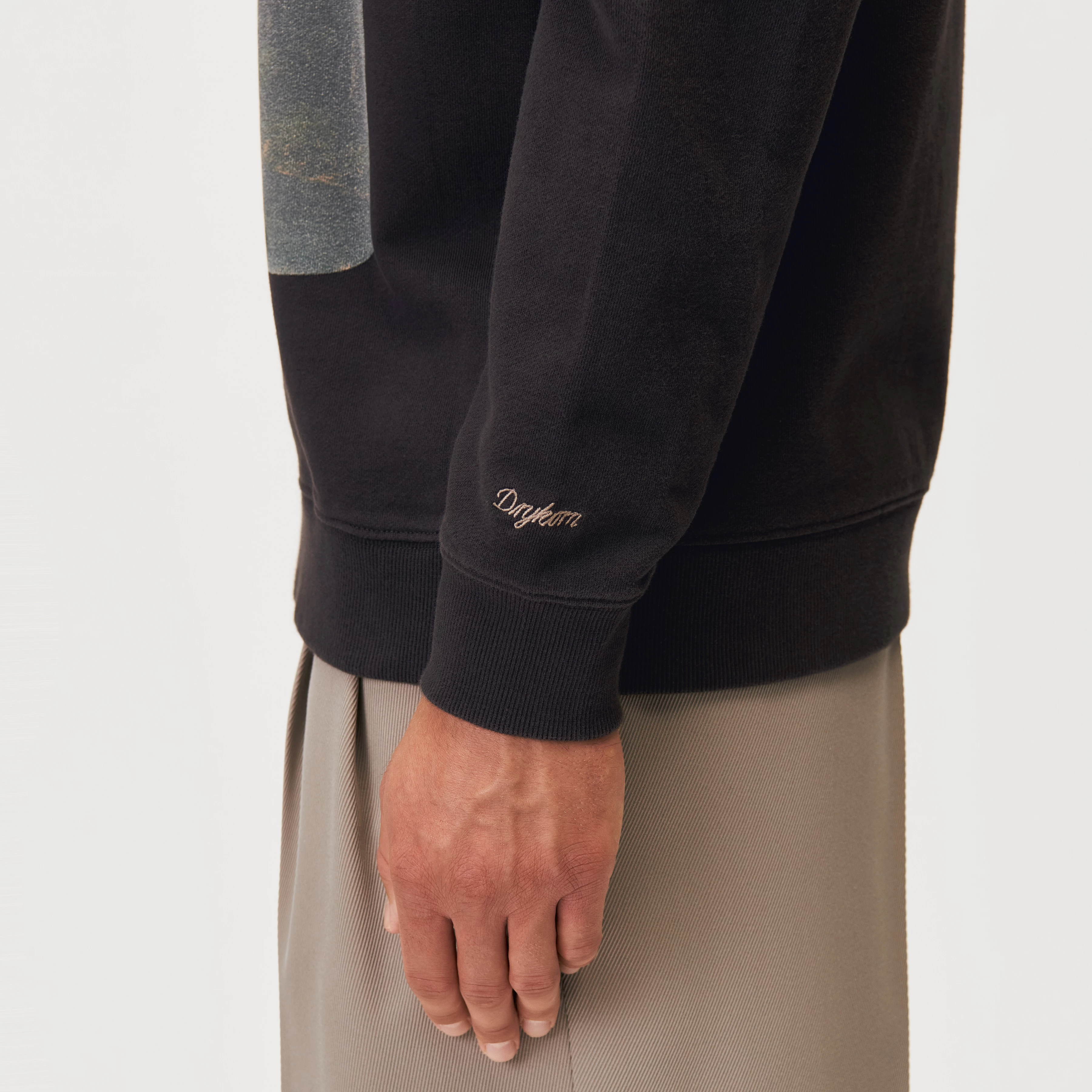 KARIO_MOUNTAIN - Relaxed sweatshirt with mountain print - men - brown - Detailansicht am Model
